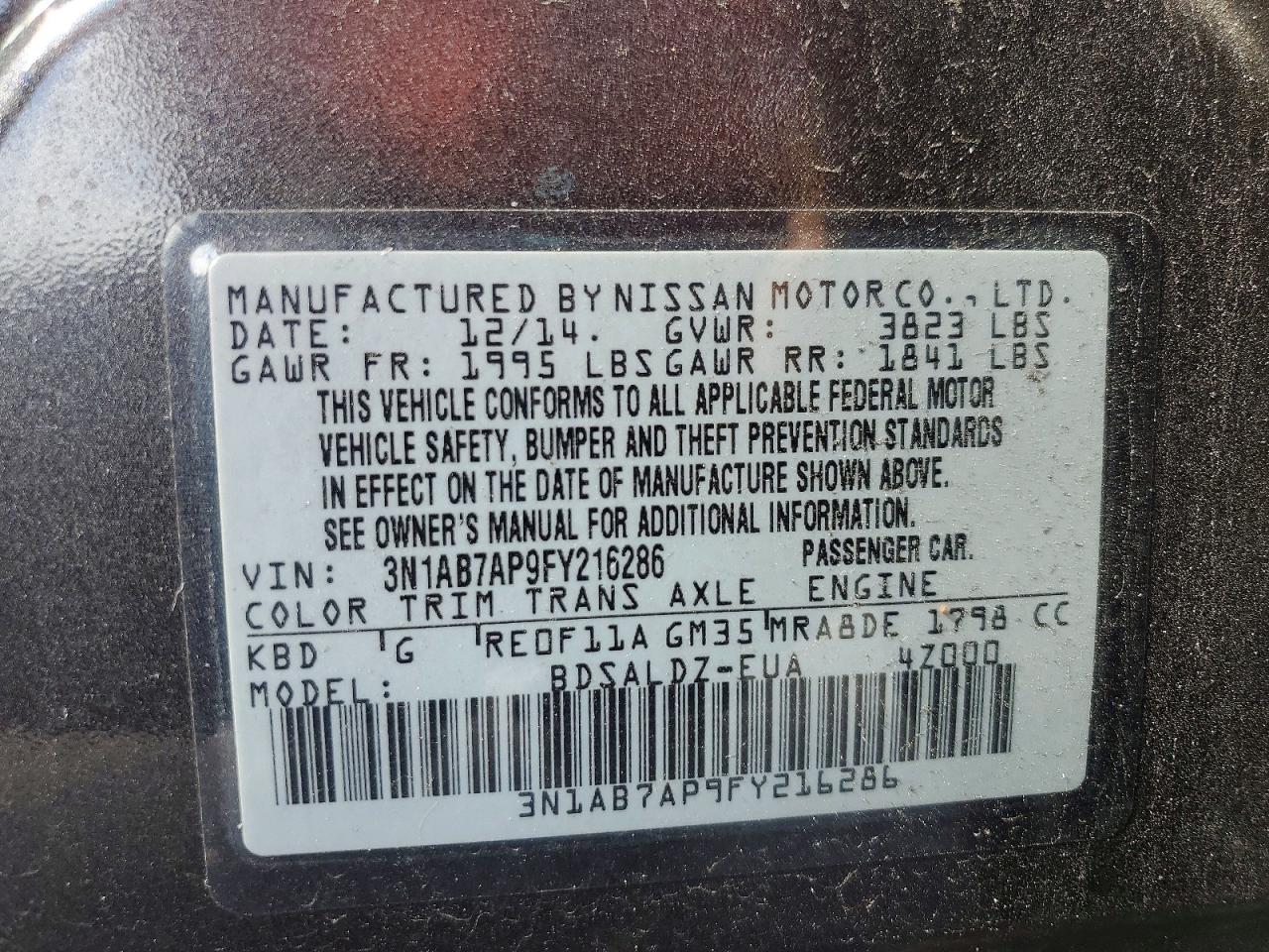 2015 Nissan Sentra Sv Charcoal vin: 3N1AB7AP9FY216286