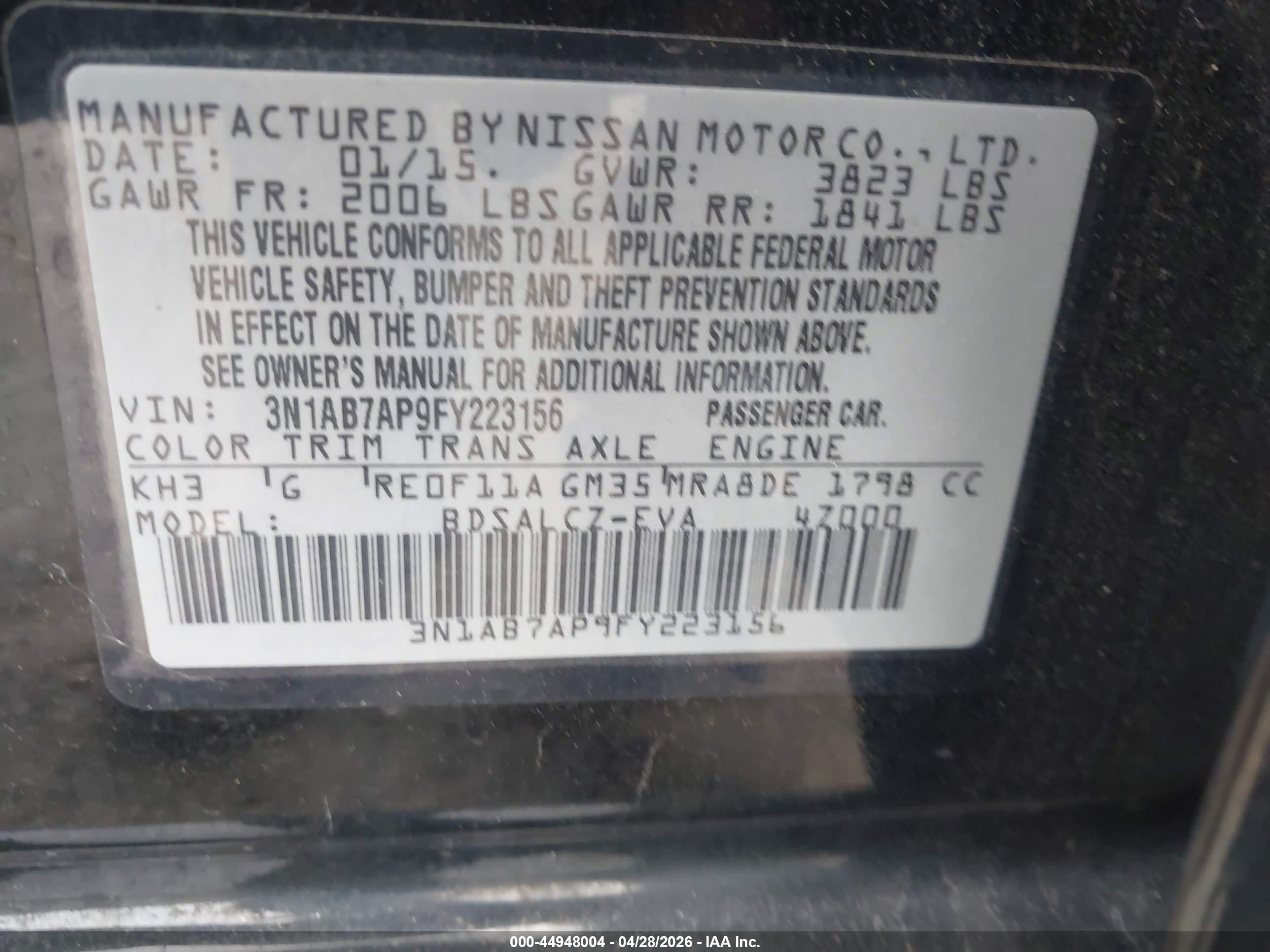2015 Nissan Sentra S Black vin: 3N1AB7AP9FY223156