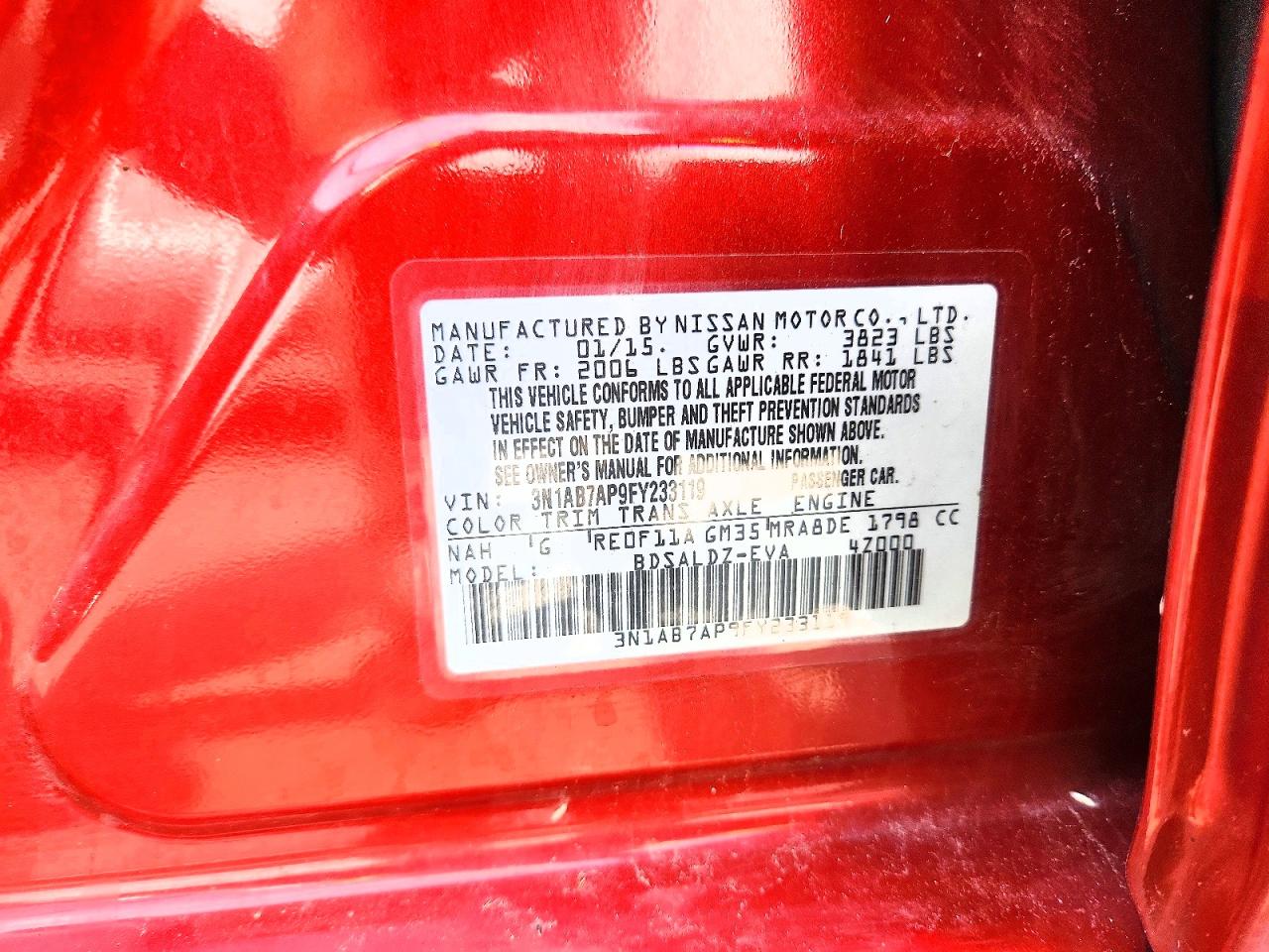 2015 Nissan Sentra Sv Red vin: 3N1AB7AP9FY233119