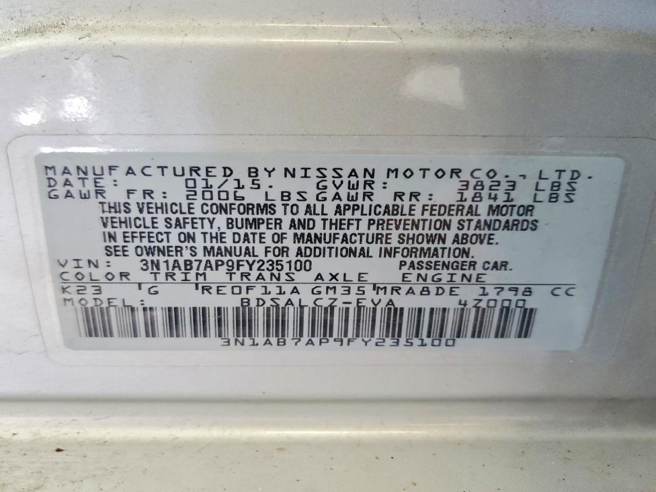 2015 Nissan Sentra S Silver vin: 3N1AB7AP9FY235100