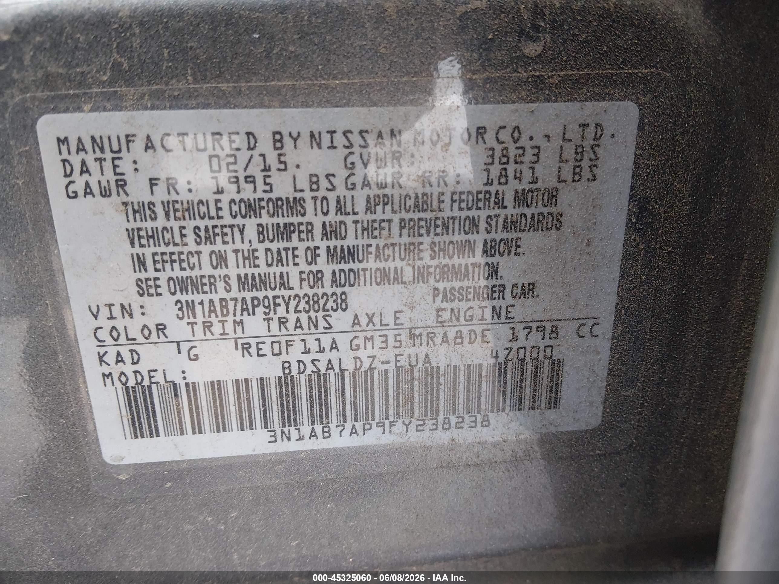 2015 Nissan Sentra Sv Silver vin: 3N1AB7AP9FY238238