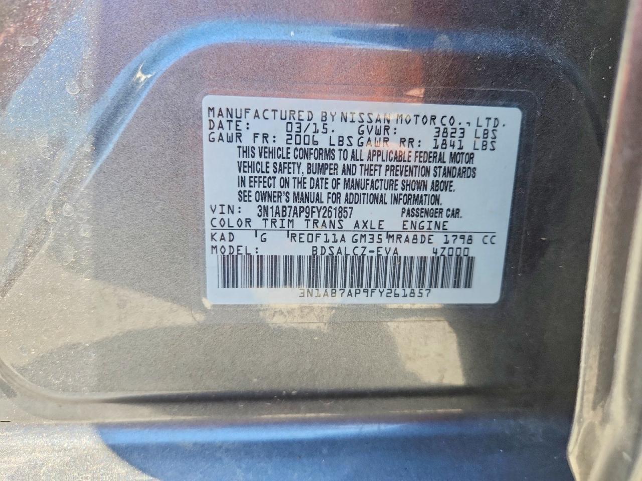 2015 Nissan Sentra S Серый vin: 3N1AB7AP9FY261857