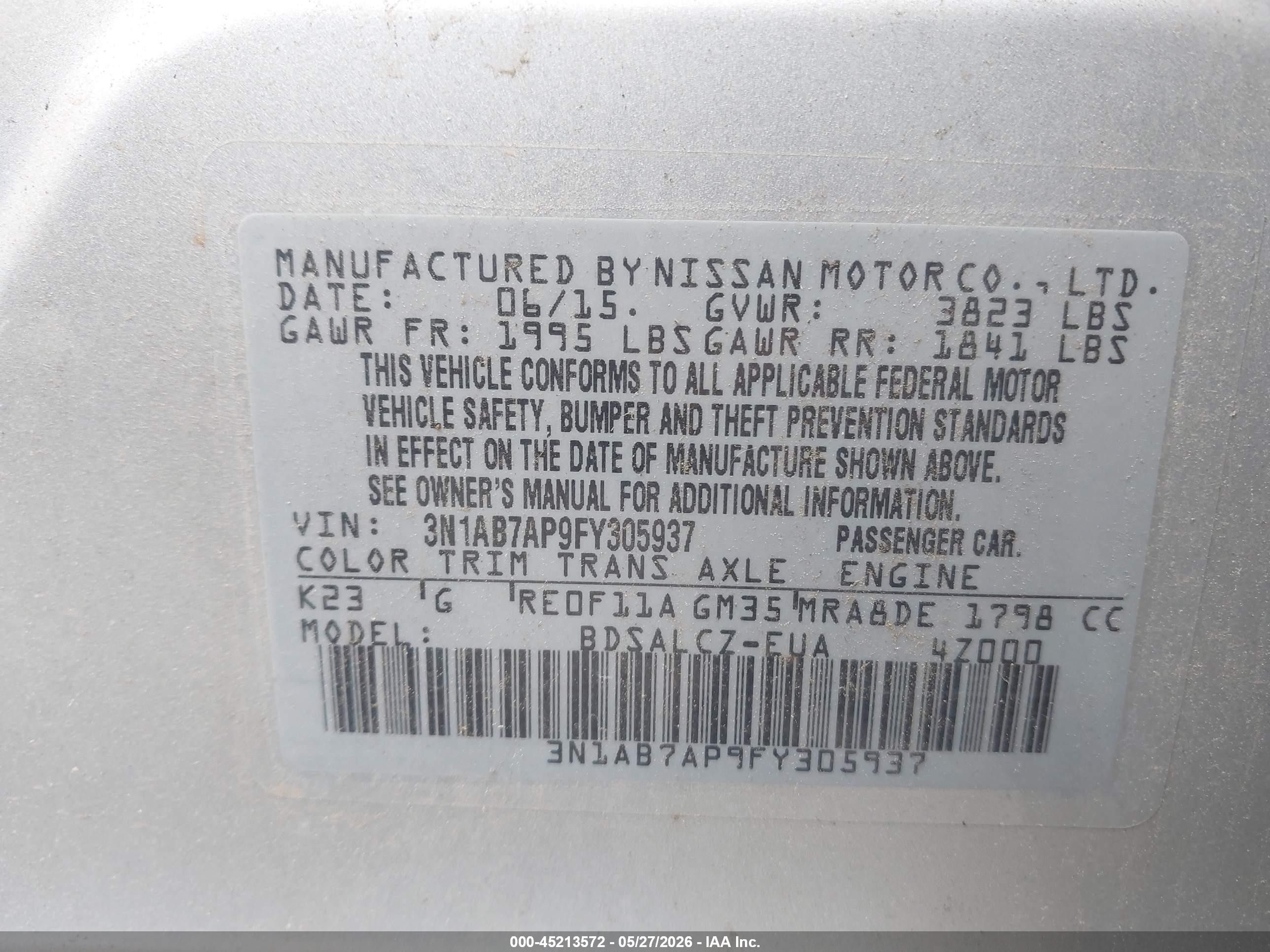 2015 Nissan Sentra S Silver vin: 3N1AB7AP9FY305937