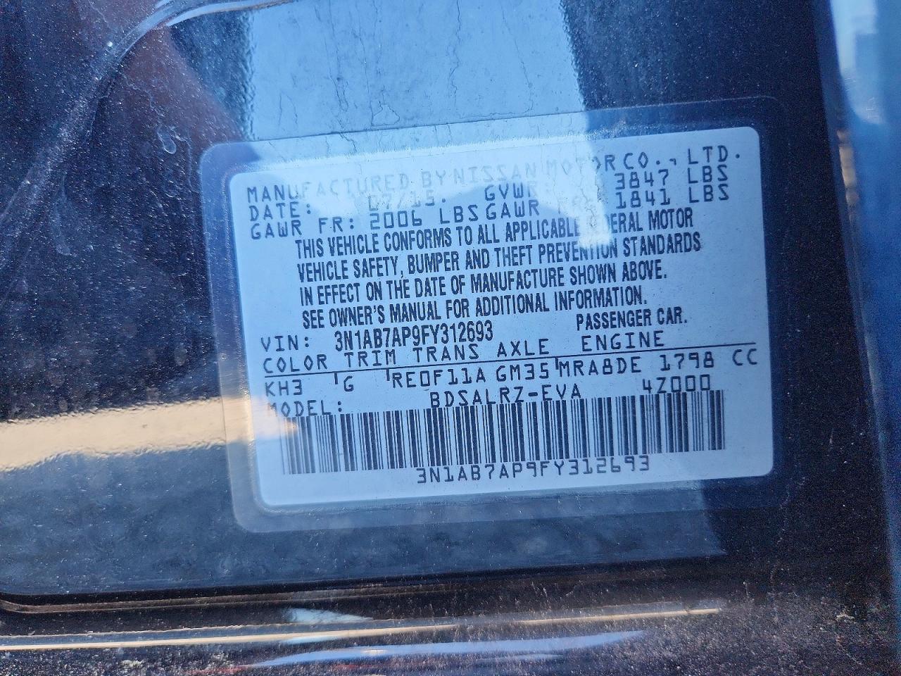 2015 Nissan Sentra Sr Black vin: 3N1AB7AP9FY312693