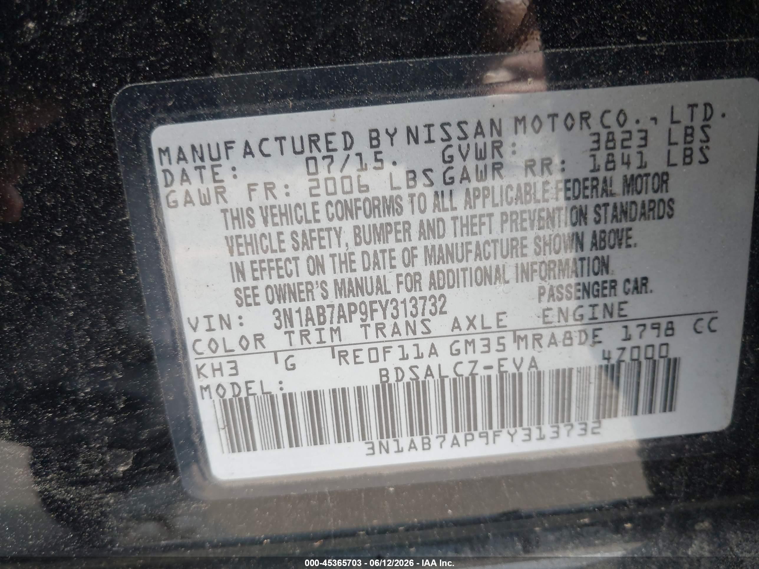 2015 Nissan Sentra S Black vin: 3N1AB7AP9FY313732