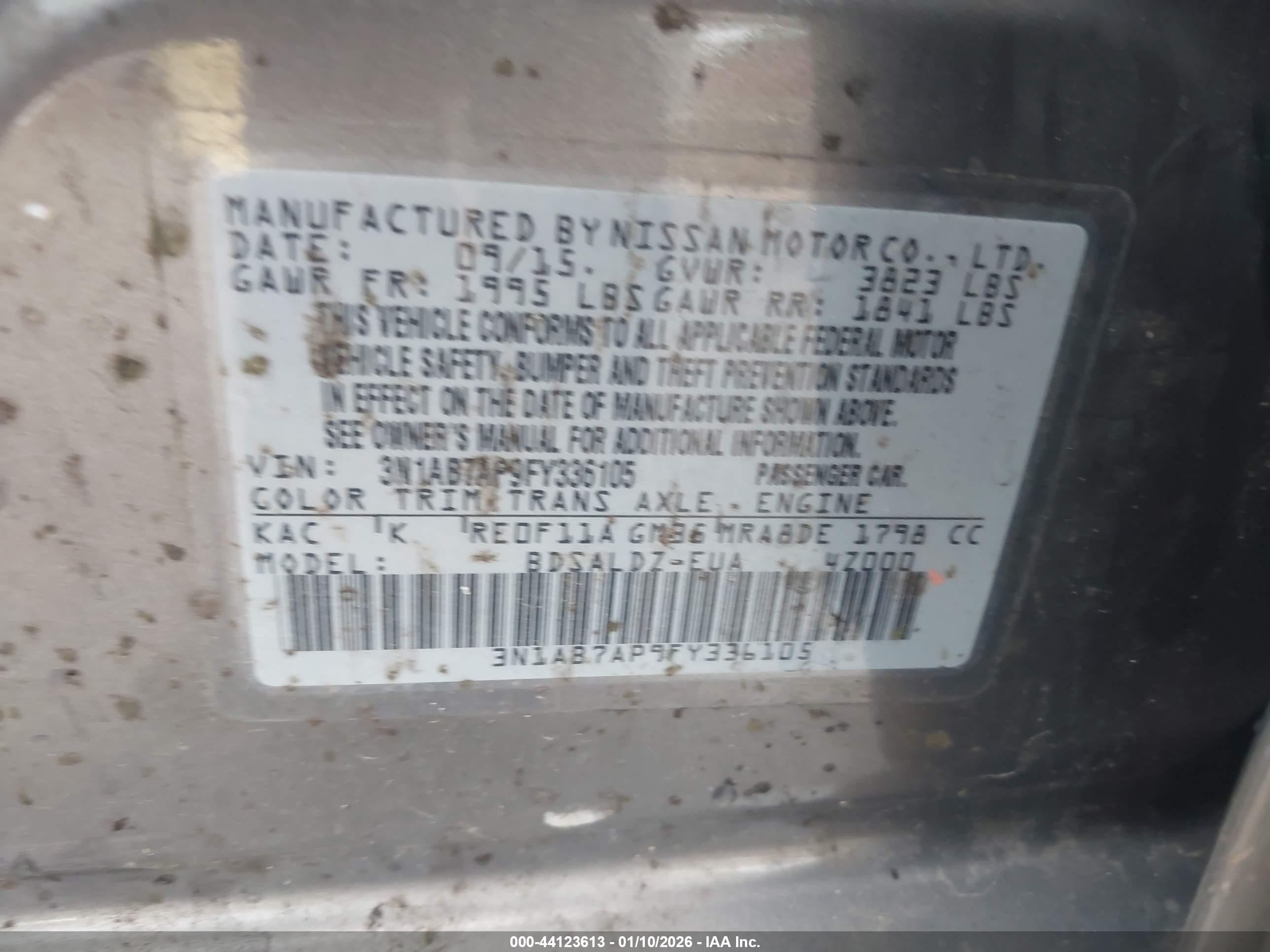 2015 Nissan Sentra Sv Gray vin: 3N1AB7AP9FY336105