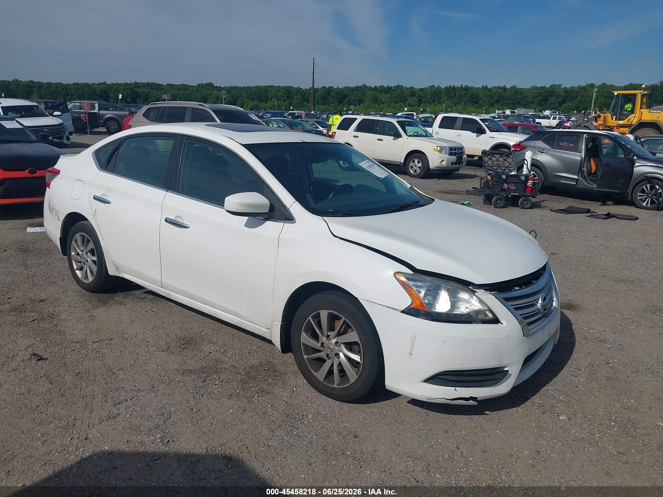 2015 Nissan Sentra Sv White vin: 3N1AB7AP9FY347931