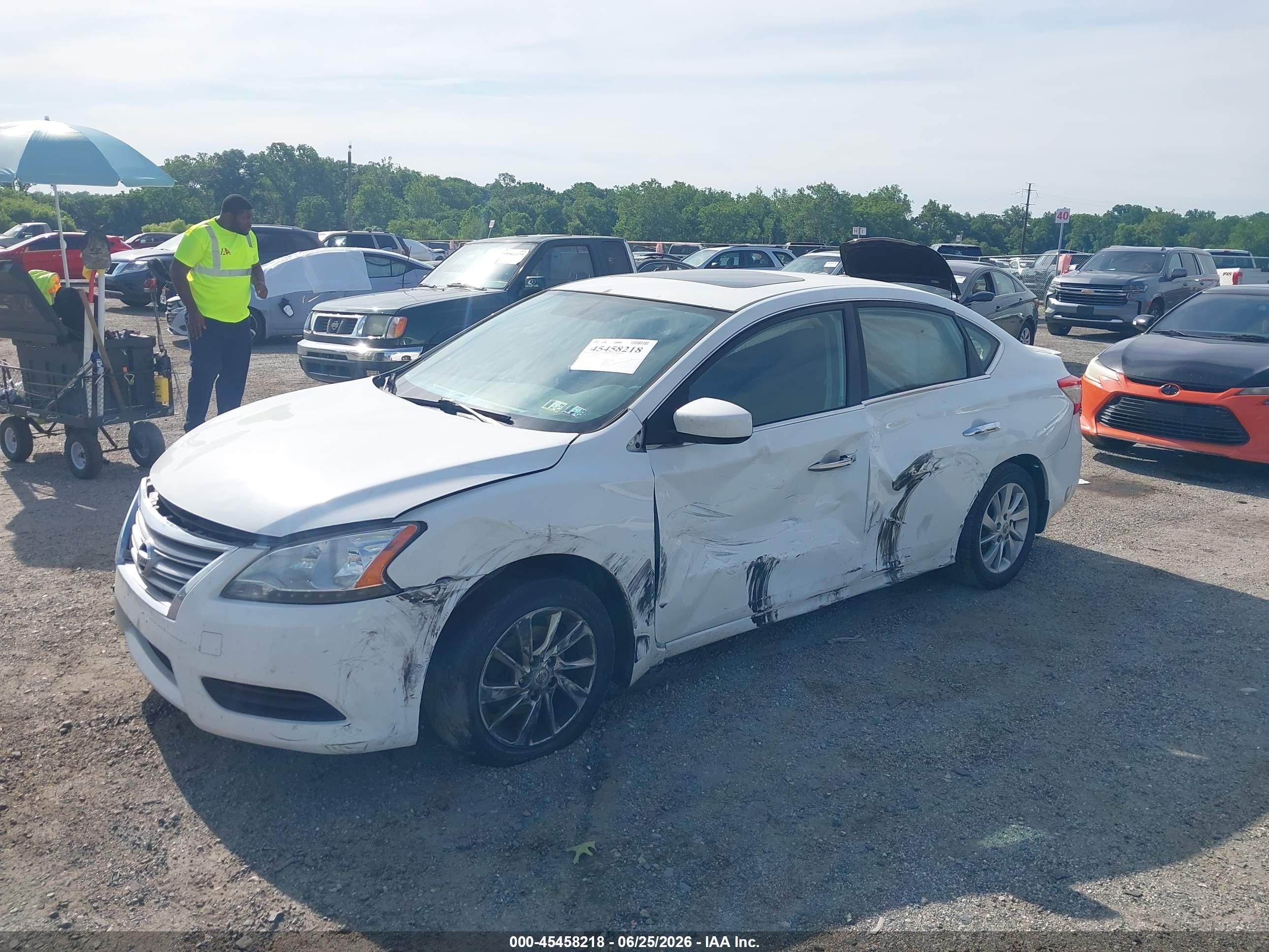 2015 Nissan Sentra Sv White vin: 3N1AB7AP9FY347931