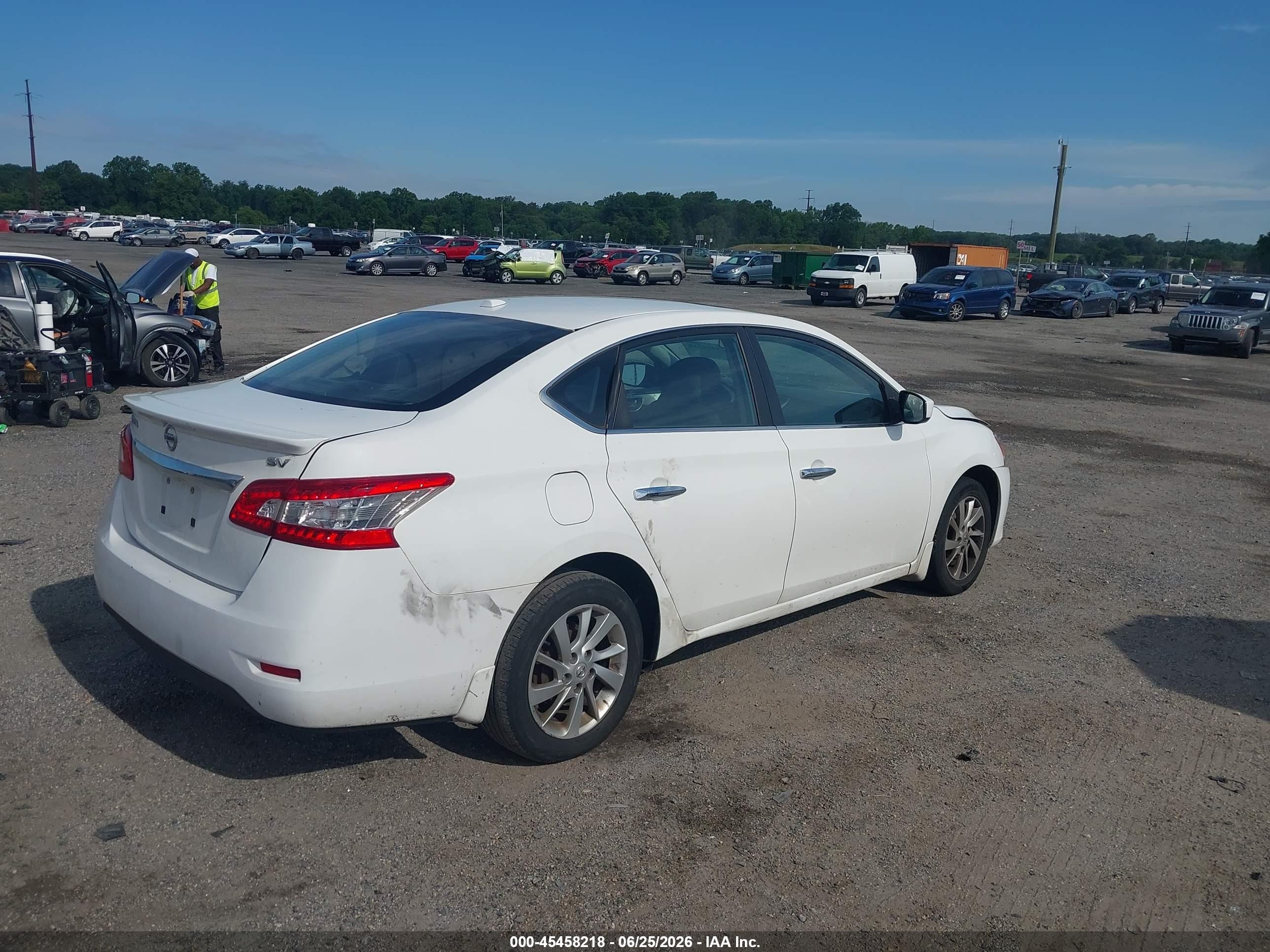 2015 Nissan Sentra Sv White vin: 3N1AB7AP9FY347931
