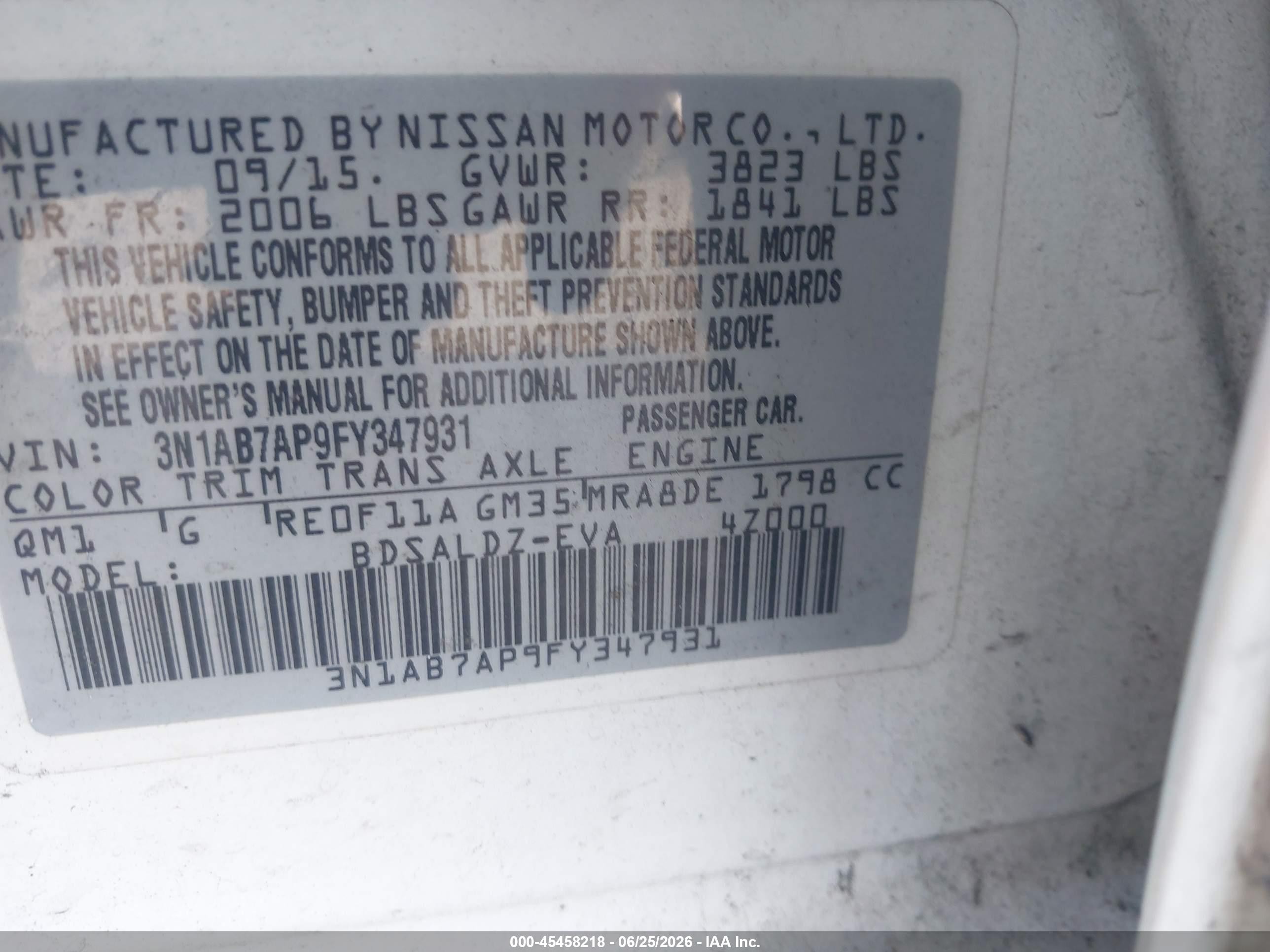 2015 Nissan Sentra Sv White vin: 3N1AB7AP9FY347931