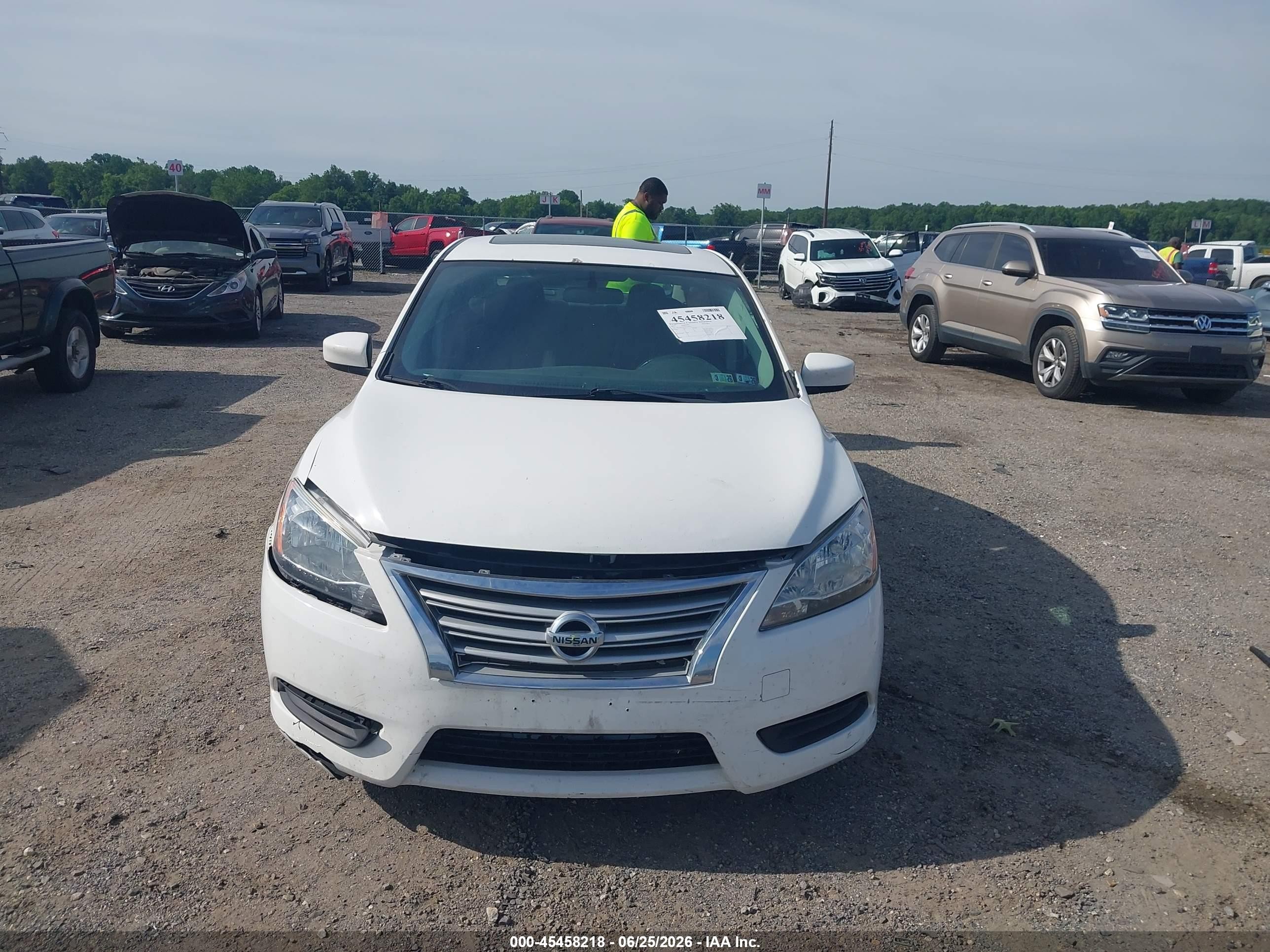 2015 Nissan Sentra Sv White vin: 3N1AB7AP9FY347931