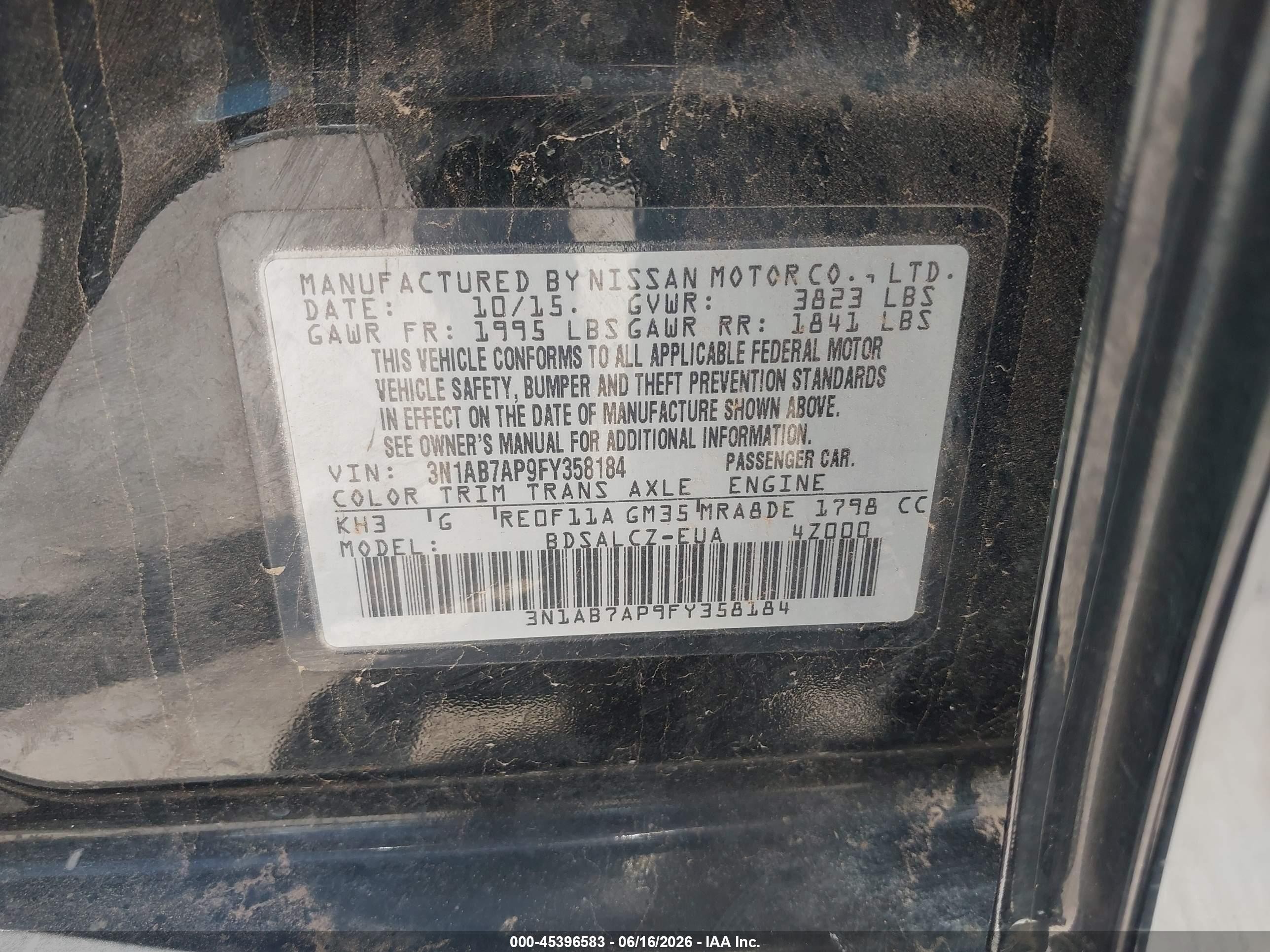 2015 Nissan Sentra S Black vin: 3N1AB7AP9FY358184