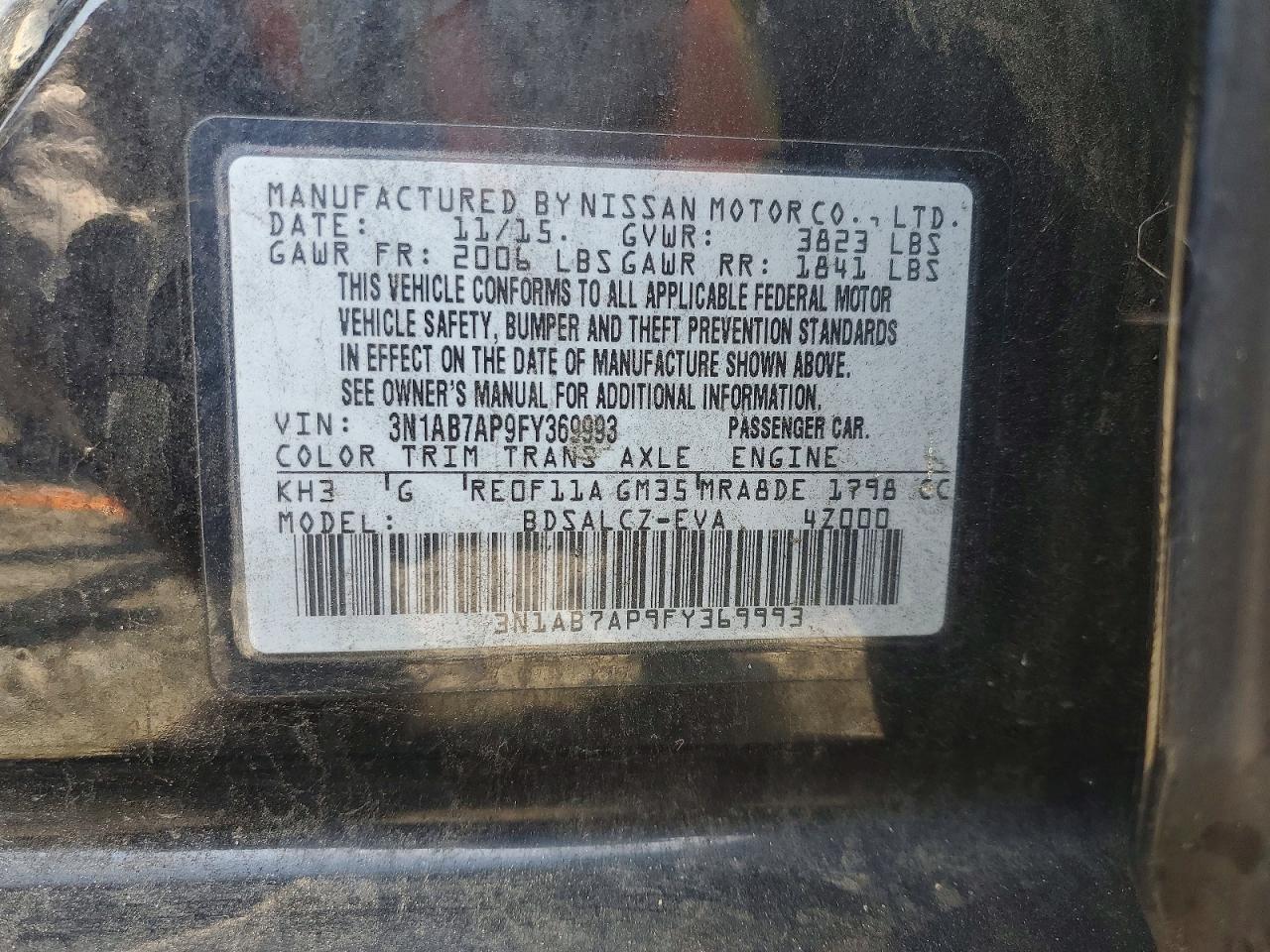 2015 Nissan Sentra S Black vin: 3N1AB7AP9FY369993