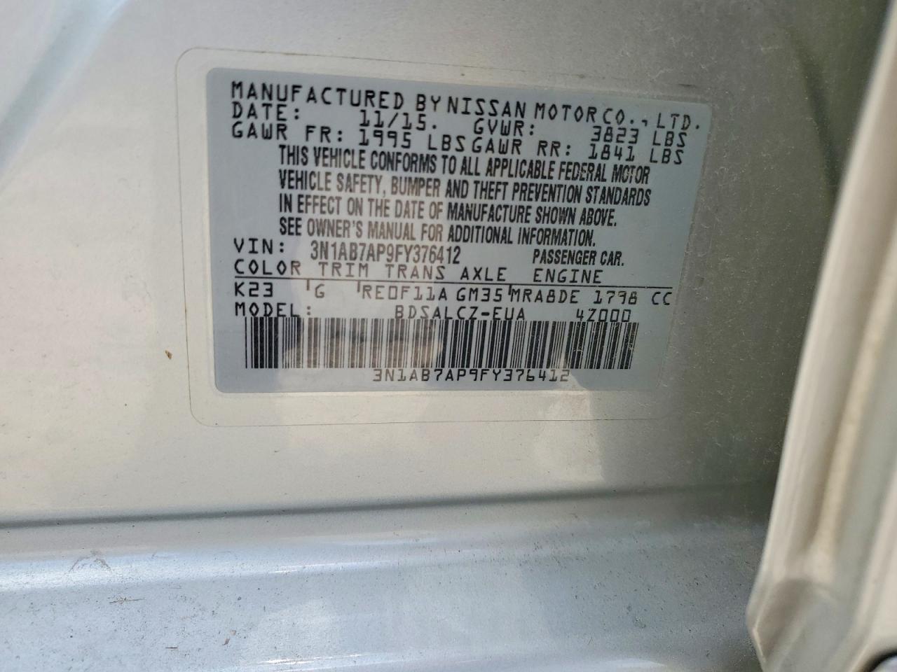 2015 Nissan Sentra S Серебряный vin: 3N1AB7AP9FY376412