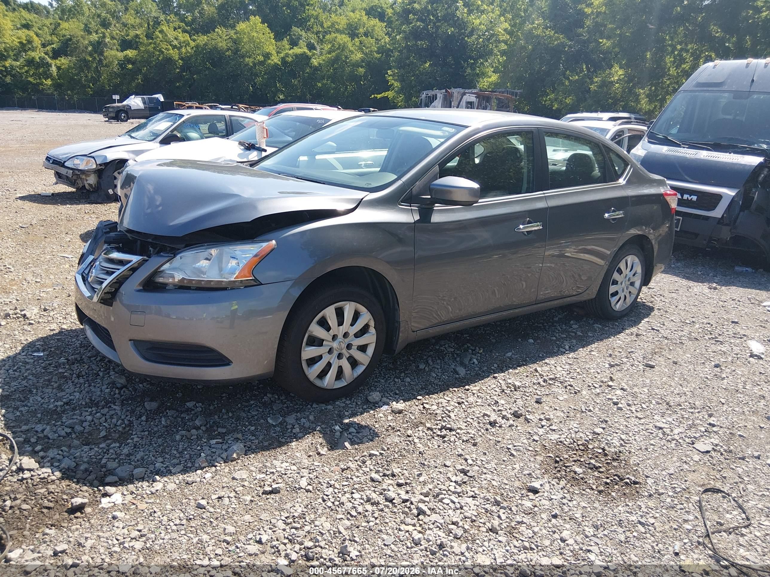 2015 Nissan Sentra S Серый vin: 3N1AB7AP9FY381254