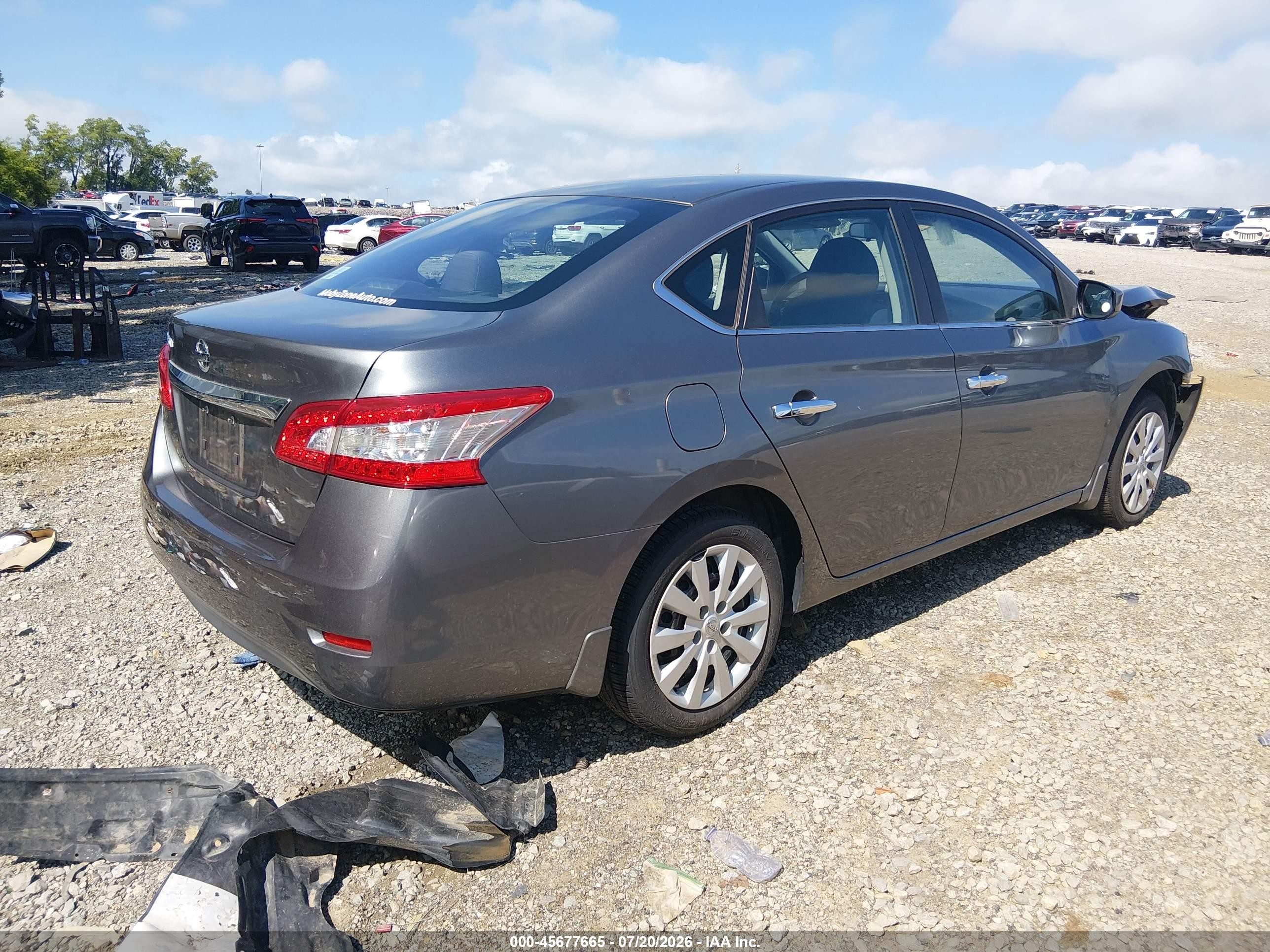 2015 Nissan Sentra S Серый vin: 3N1AB7AP9FY381254
