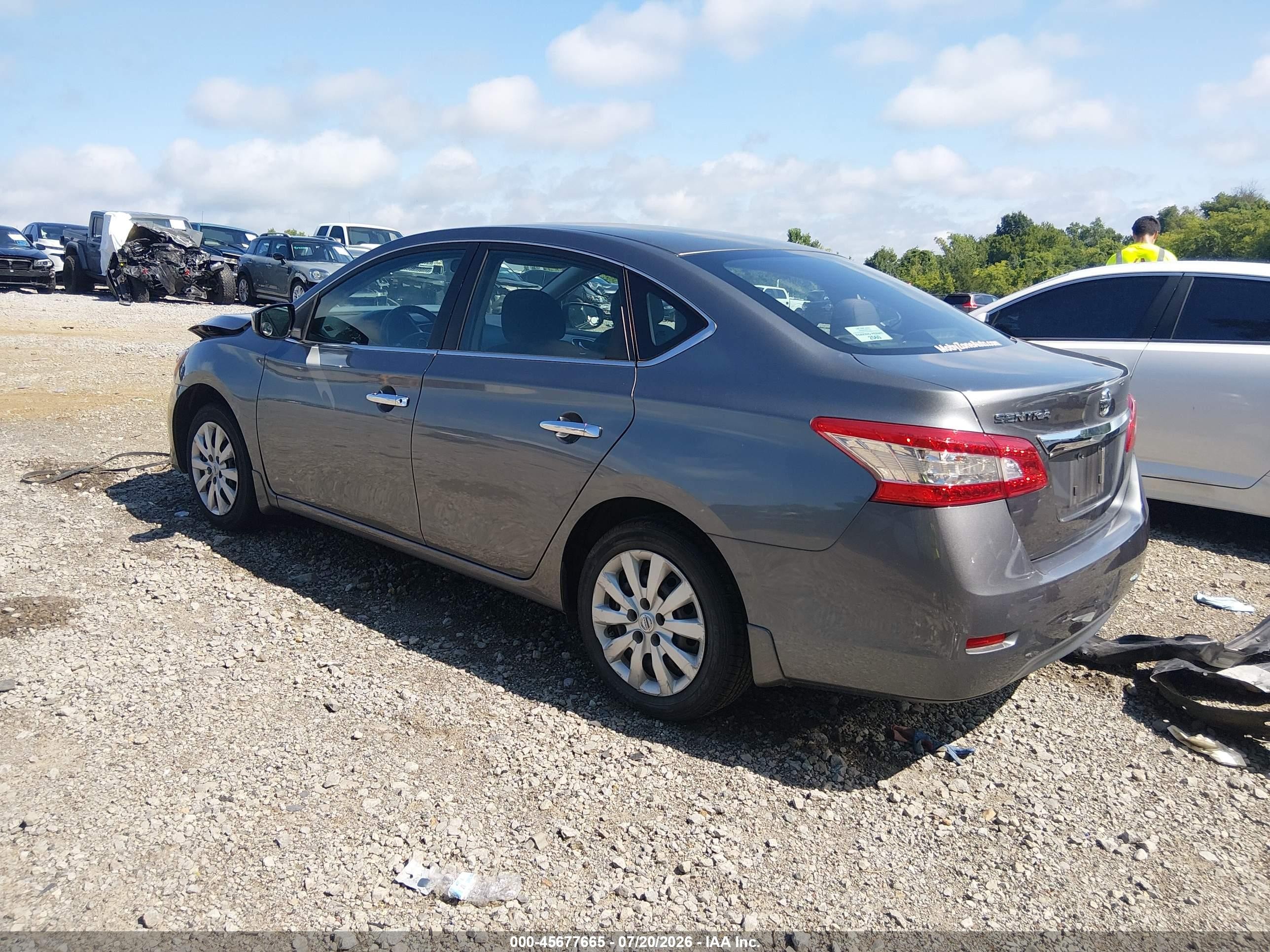 2015 Nissan Sentra S Серый vin: 3N1AB7AP9FY381254