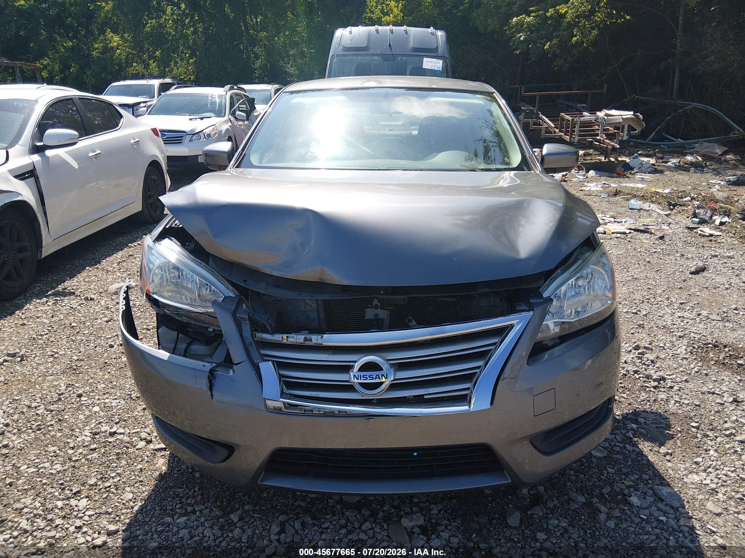 2015 Nissan Sentra S Серый vin: 3N1AB7AP9FY381254