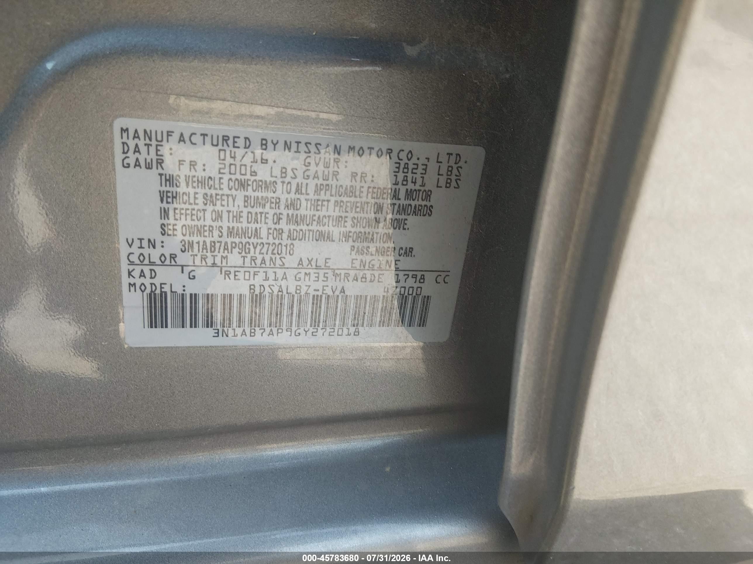 2016 Nissan Sentra S Pewter vin: 3N1AB7AP9GY272018