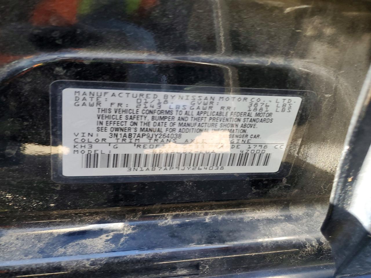2018 Nissan Sentra Sv Черный vin: 3N1AB7AP9JY264038