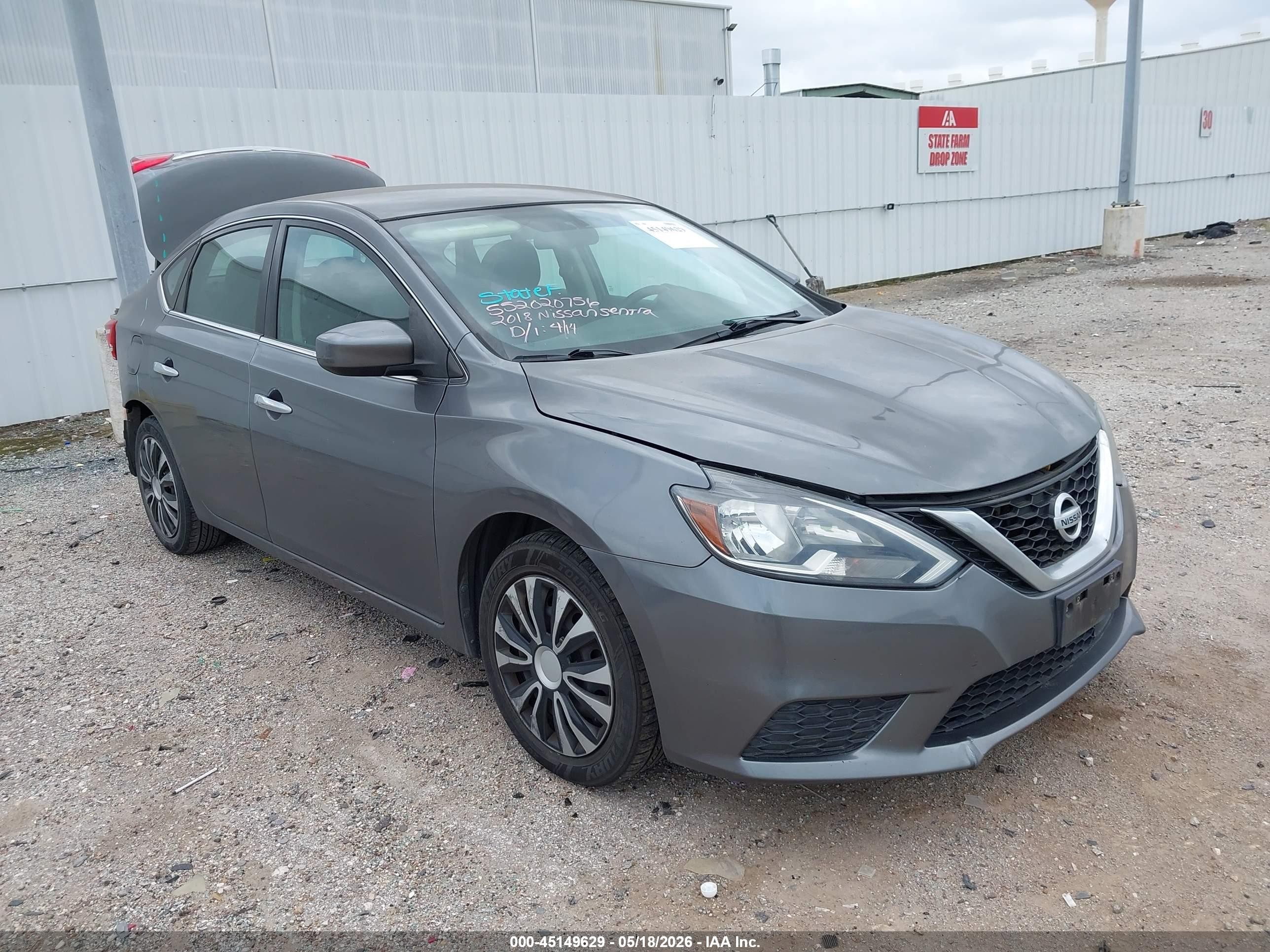 2018 Nissan Sentra S Gray vin: 3N1AB7AP9JY306790