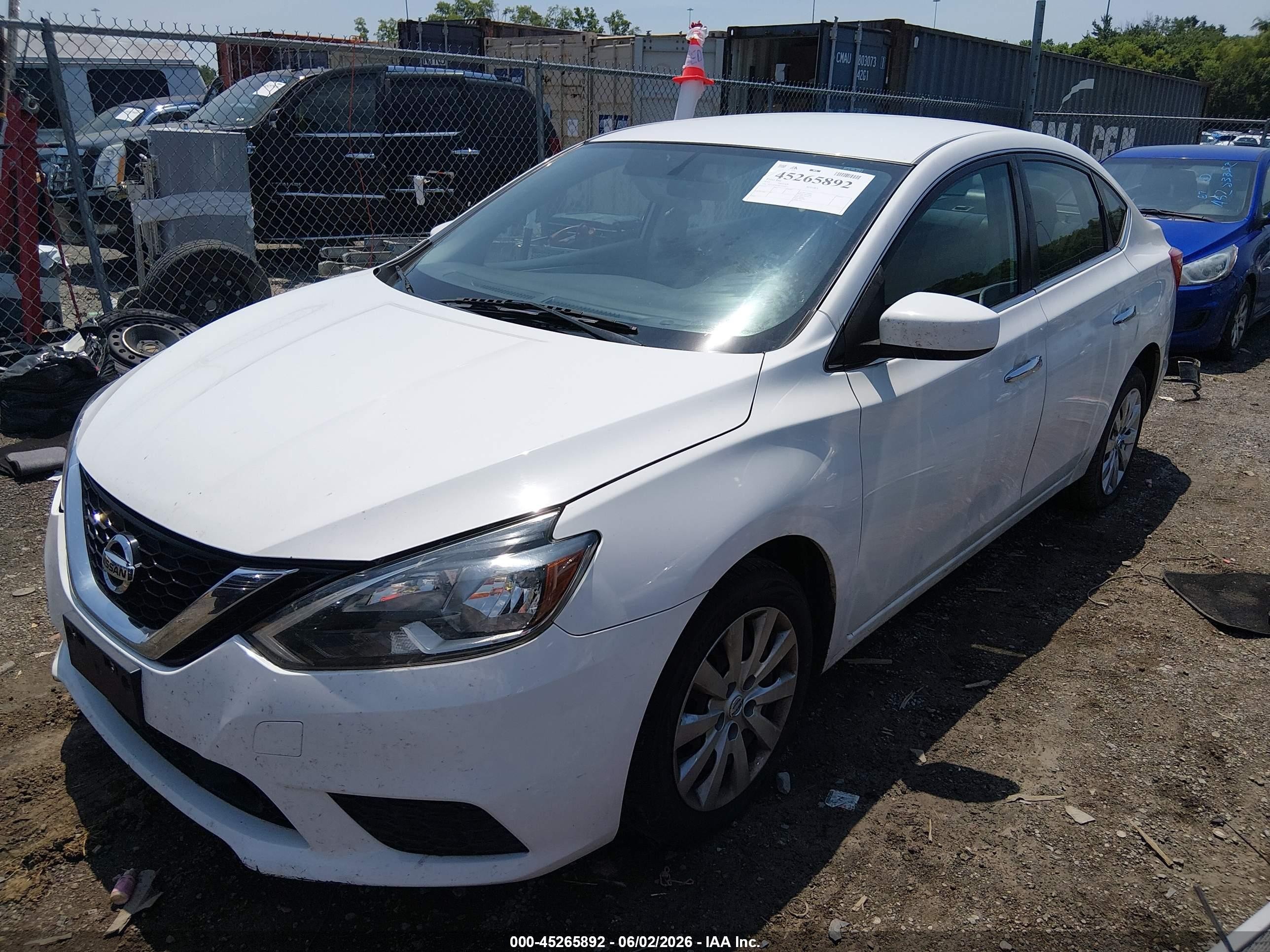 2019 Nissan Sentra S White vin: 3N1AB7AP9KY309657
