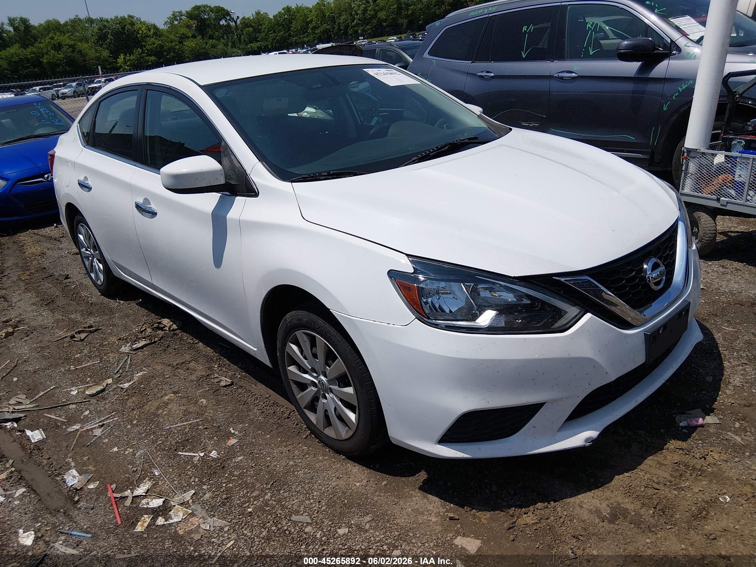 2019 Nissan Sentra S White vin: 3N1AB7AP9KY309657