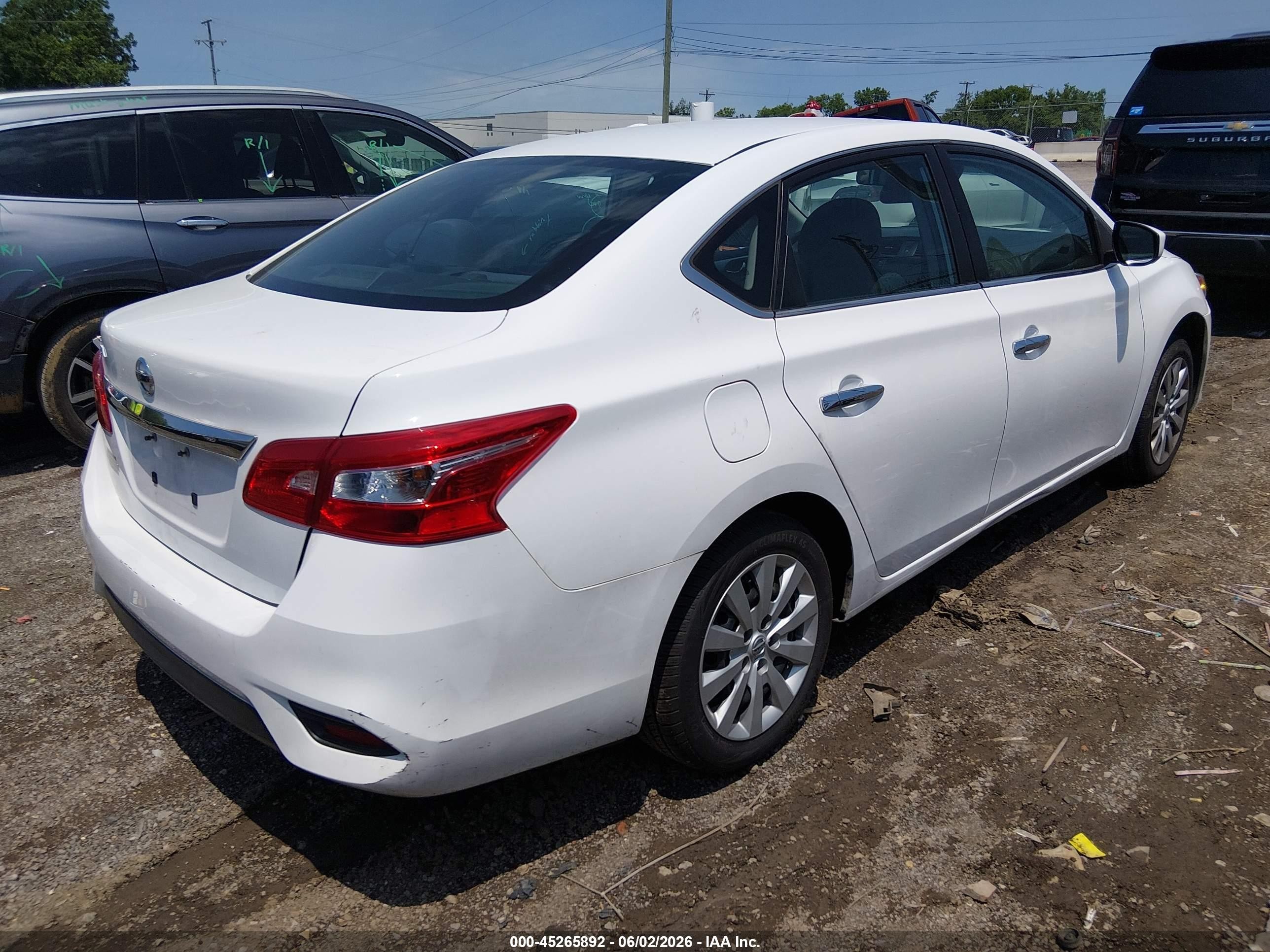 2019 Nissan Sentra S White vin: 3N1AB7AP9KY309657