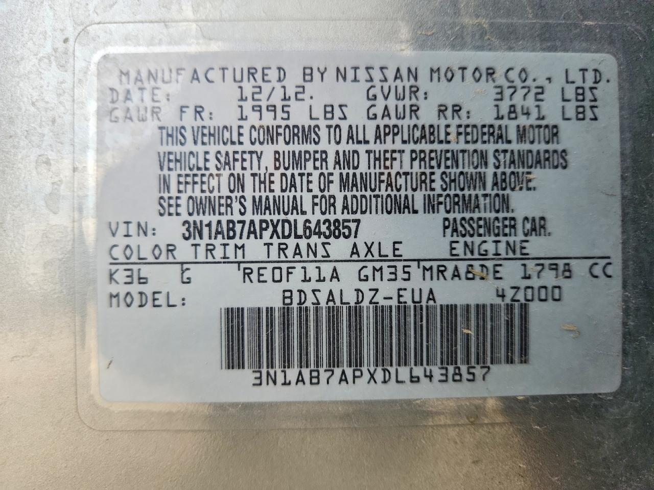 2013 Nissan Sentra S Silver vin: 3N1AB7APXDL643857