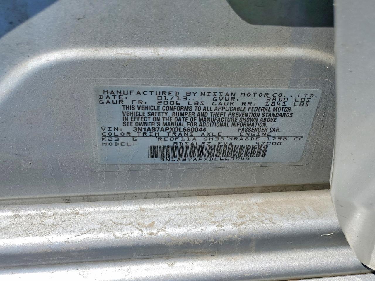 2013 Nissan Sentra Silver vin: 3N1AB7APXDL660044
