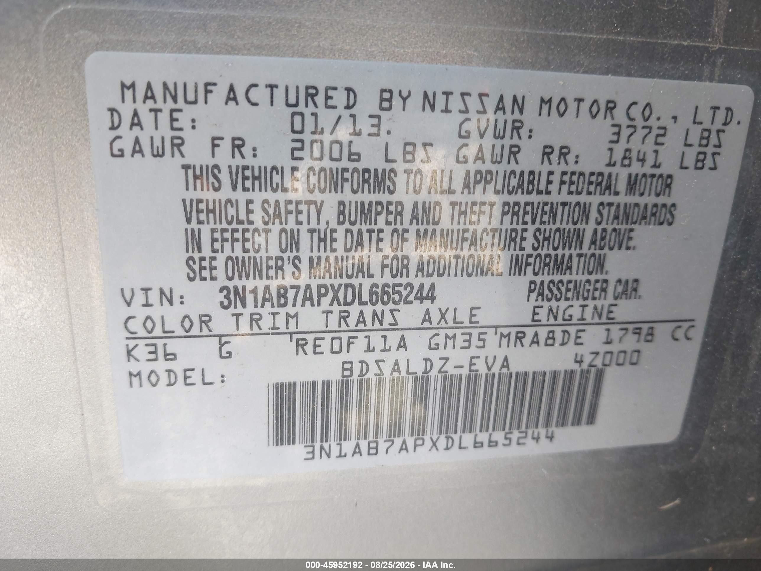 2013 Nissan Sentra Sv Silver vin: 3N1AB7APXDL665244