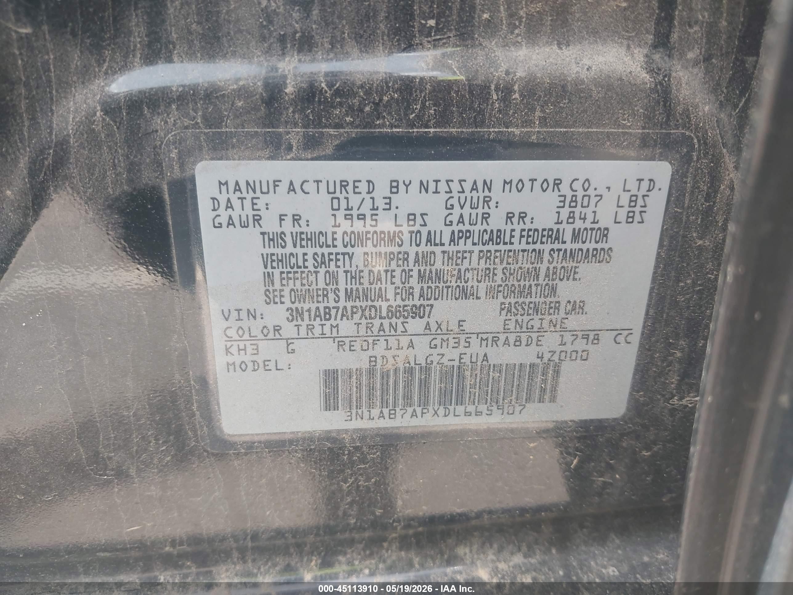 2013 Nissan Sentra Sl Black vin: 3N1AB7APXDL665907