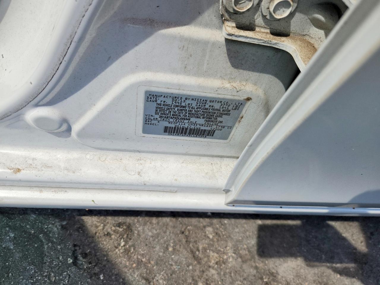 2013 Nissan Sentra S White vin: 3N1AB7APXDL689348