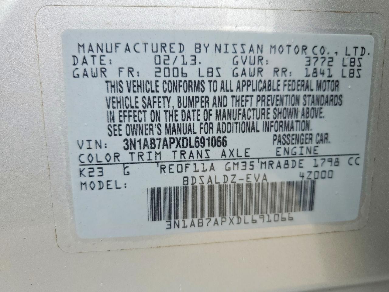 2013 Nissan Sentra S Silver vin: 3N1AB7APXDL691066
