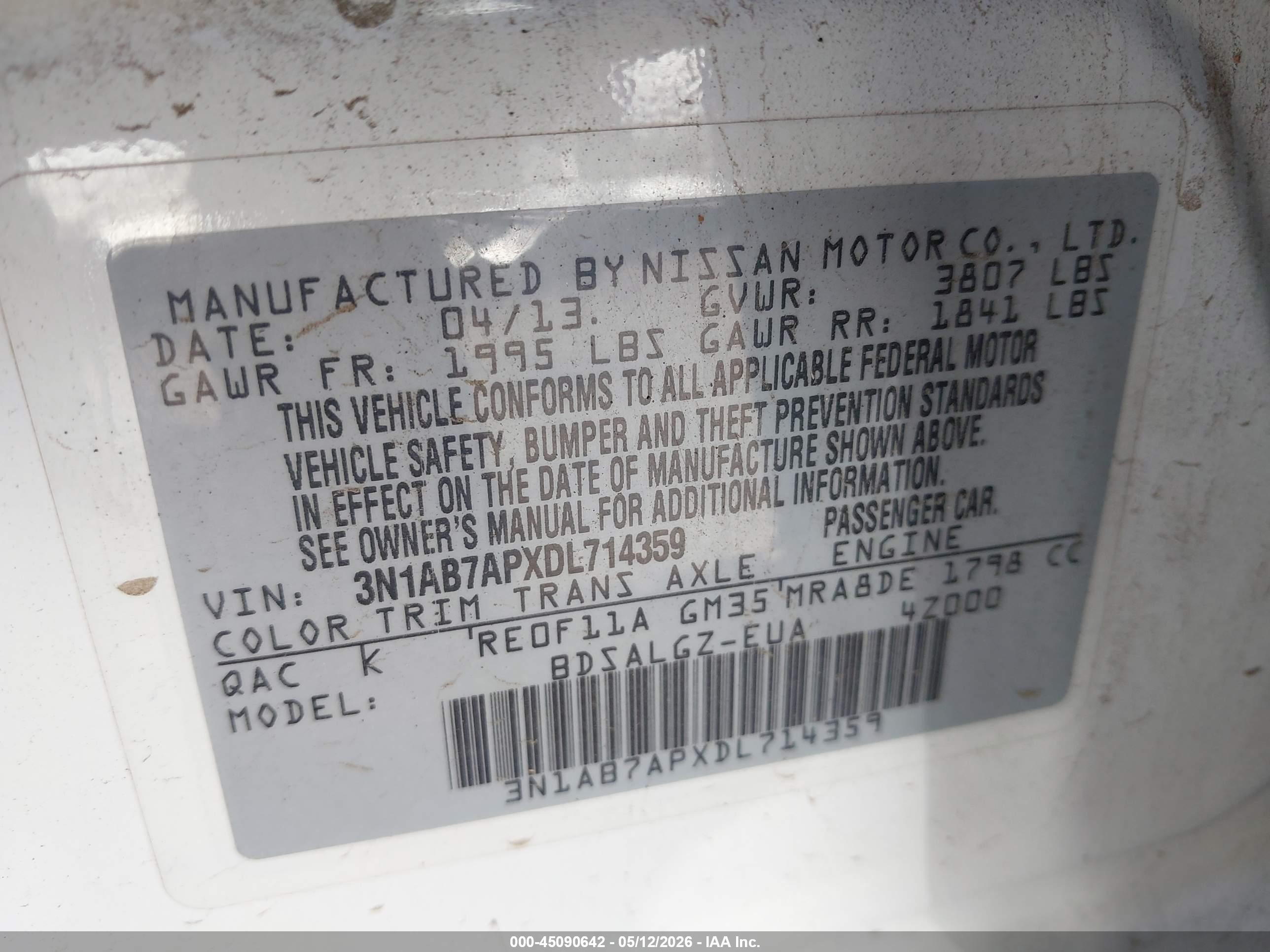 2013 Nissan Sentra Sl White vin: 3N1AB7APXDL714359