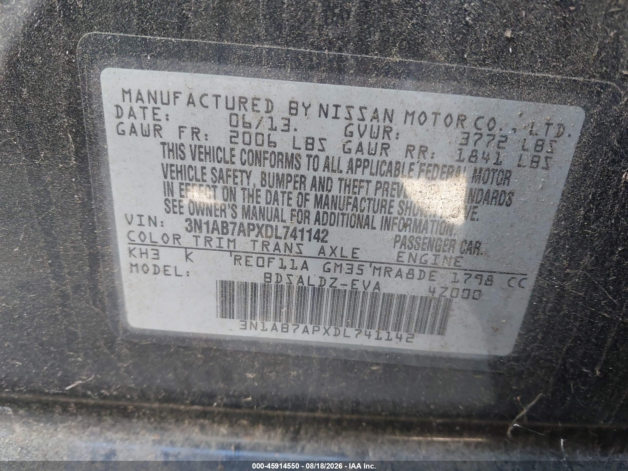 2013 Nissan Sentra Sv Black vin: 3N1AB7APXDL741142