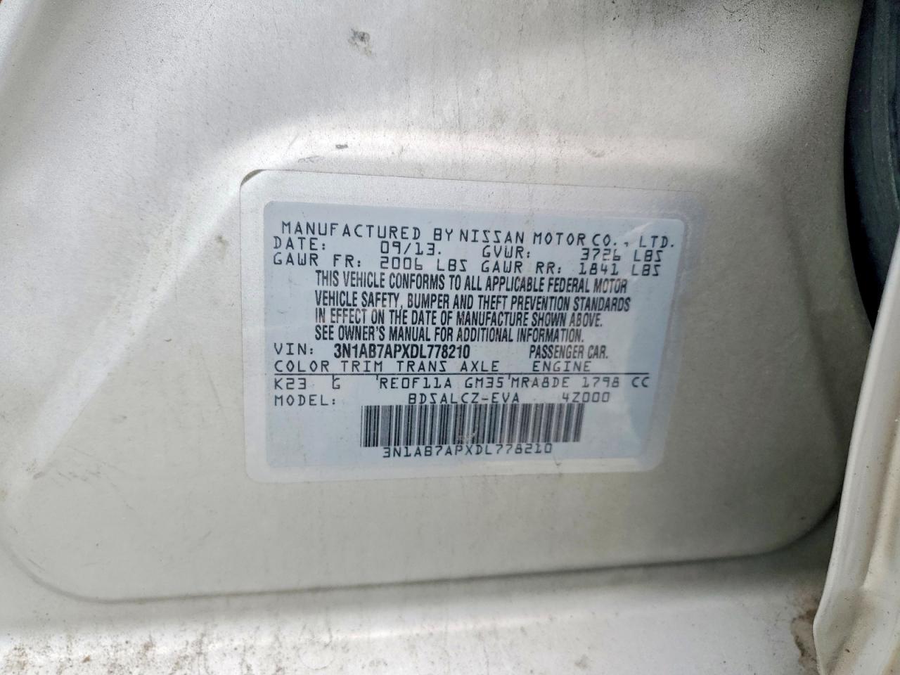 2013 Nissan Sentra S Серебряный vin: 3N1AB7APXDL778210