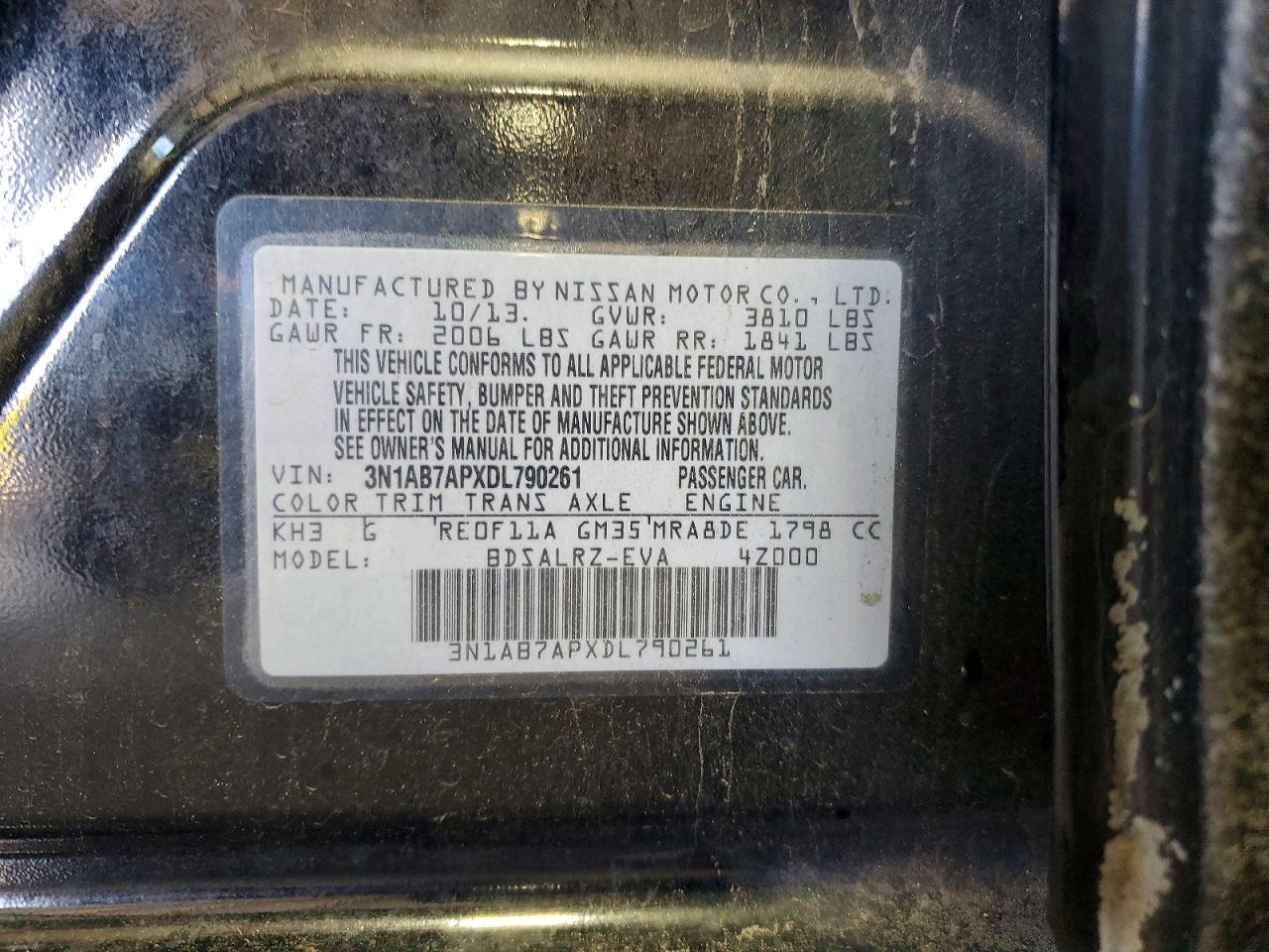 2013 Nissan Sentra S Black vin: 3N1AB7APXDL790261
