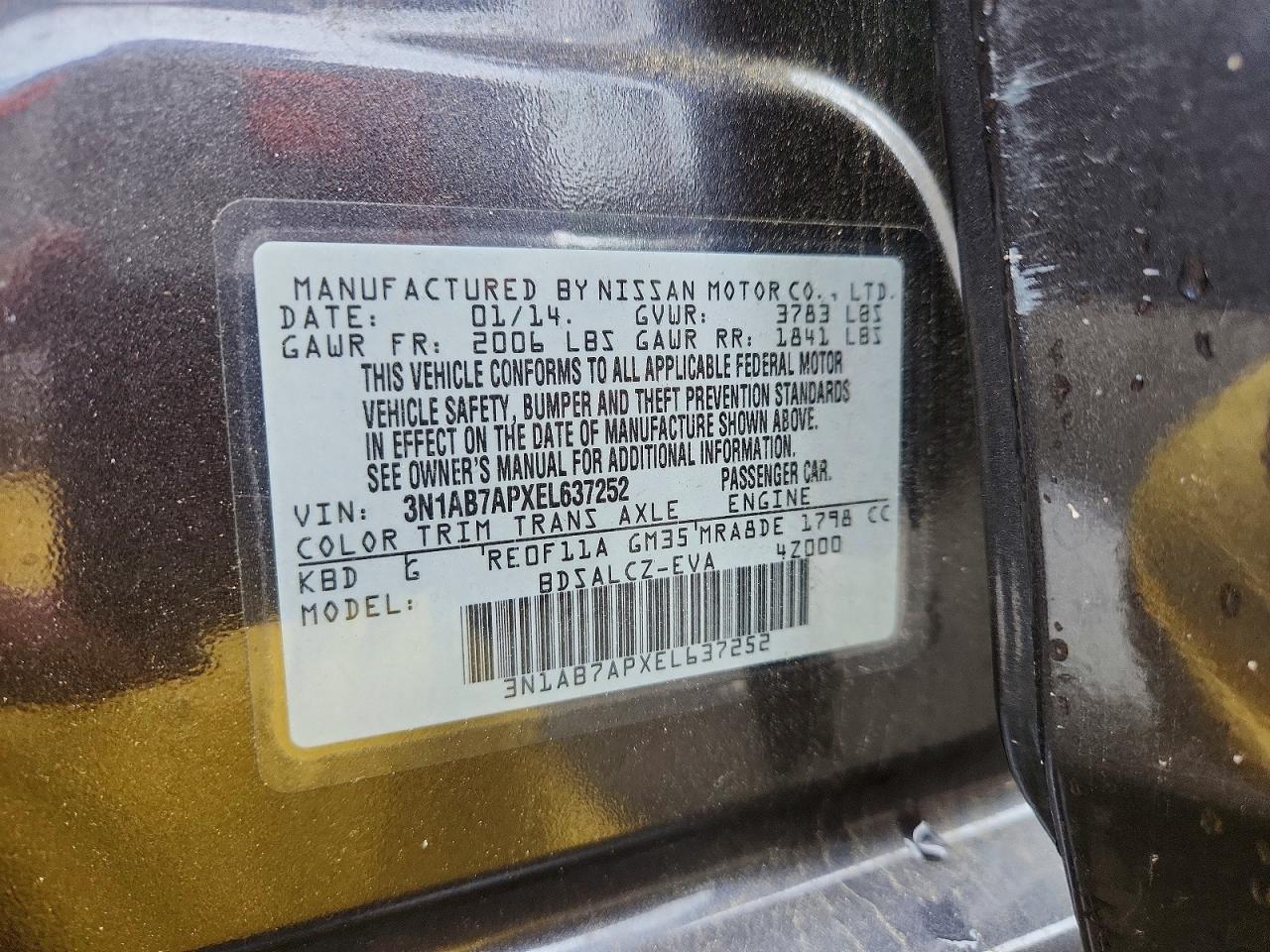 2014 Nissan Sentra S Gray vin: 3N1AB7APXEL637252