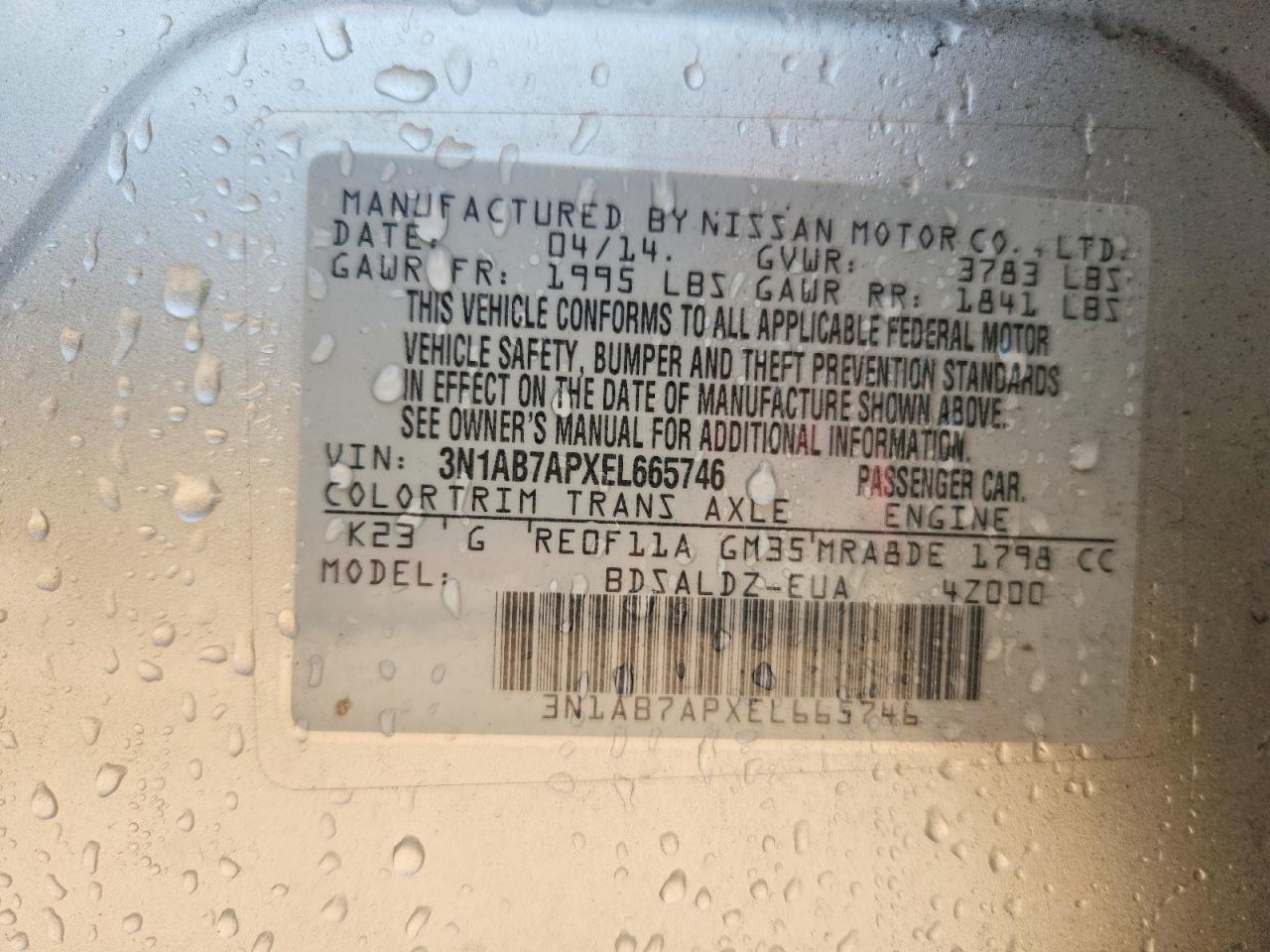 2014 Nissan Sentra Sv Silver vin: 3N1AB7APXEL665746