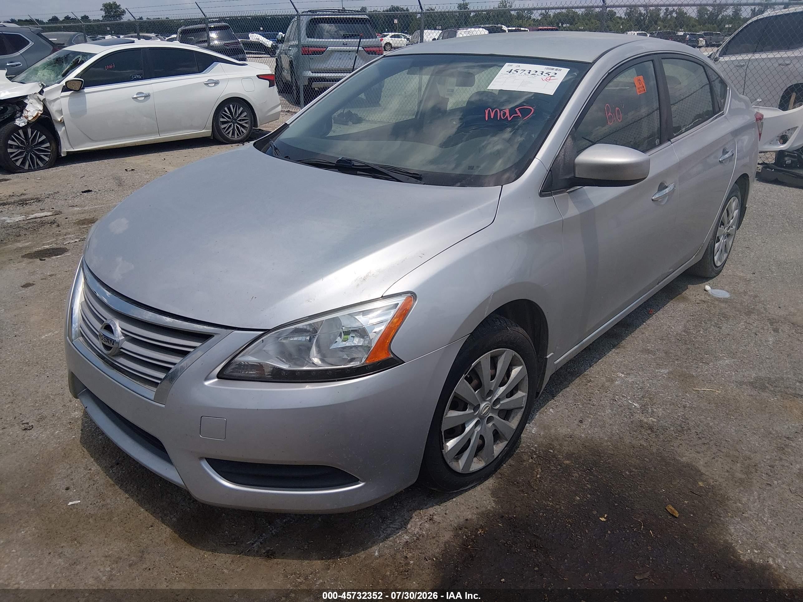 2014 Nissan Sentra Sv Silver vin: 3N1AB7APXEL675810