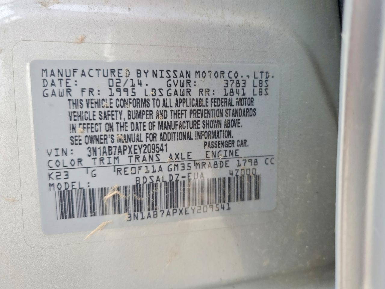 2014 Nissan Sentra Sv Silver vin: 3N1AB7APXEY209541