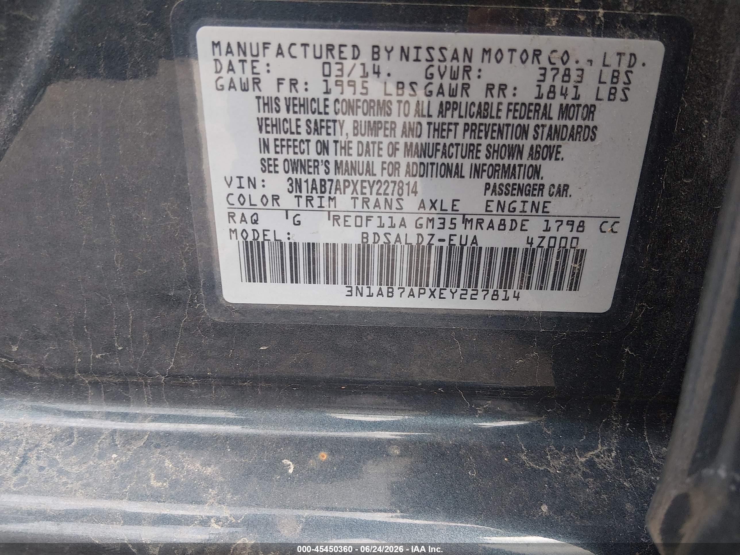 2014 Nissan Sentra Sv Black vin: 3N1AB7APXEY227814