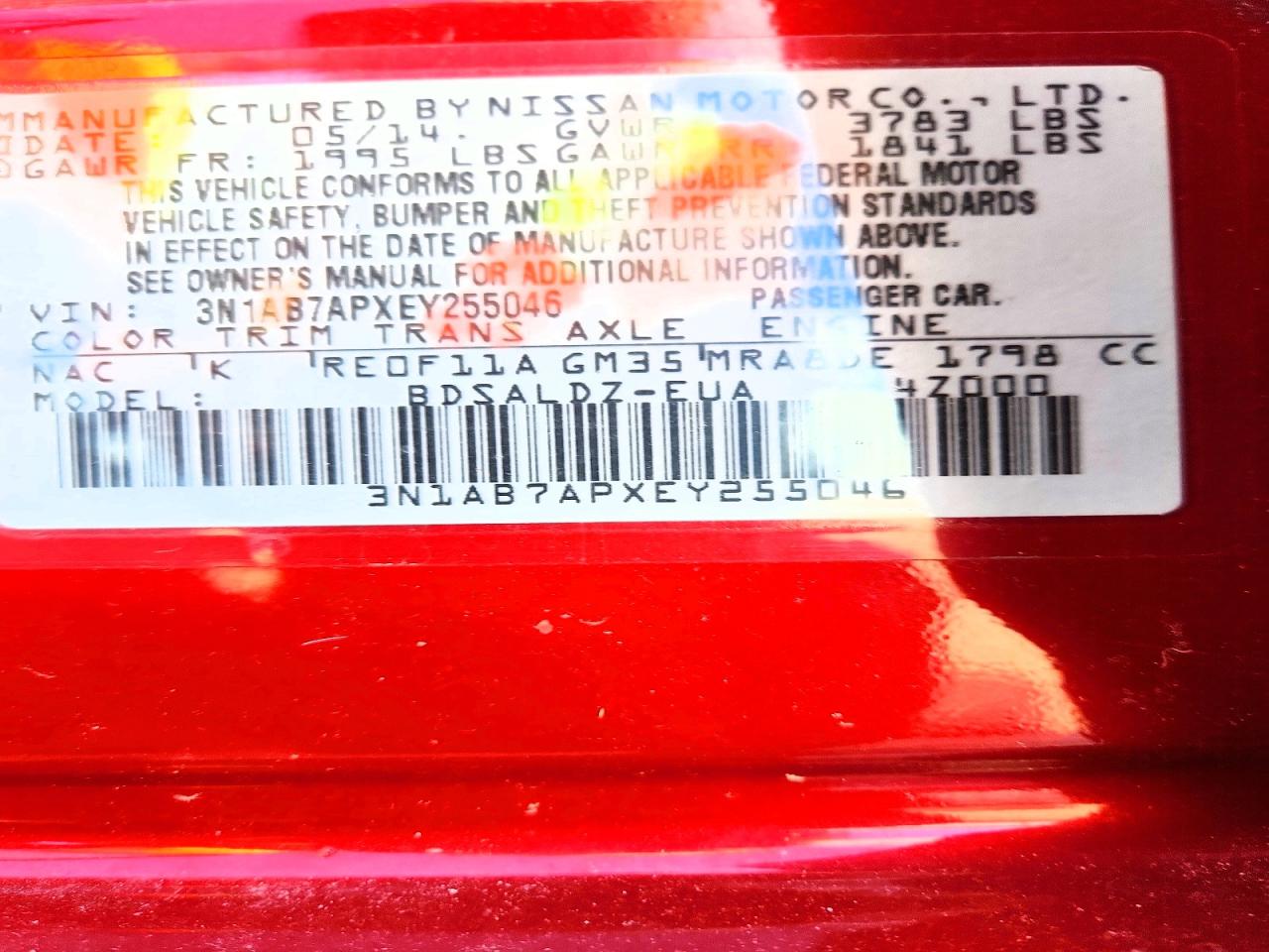 2014 Nissan Sentra Sv Maroon vin: 3N1AB7APXEY255046