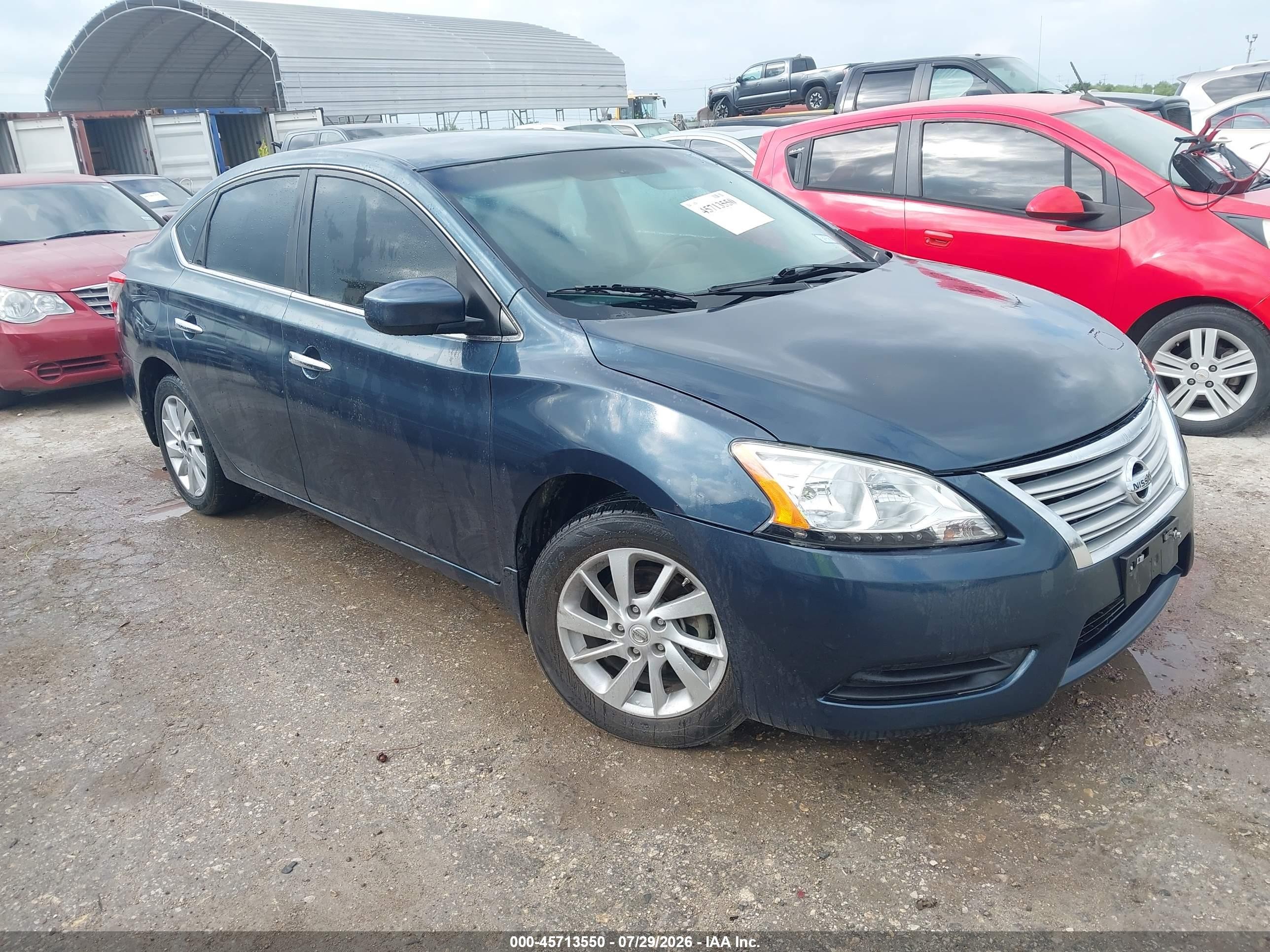 2014 Nissan Sentra Sv Синий vin: 3N1AB7APXEY274647