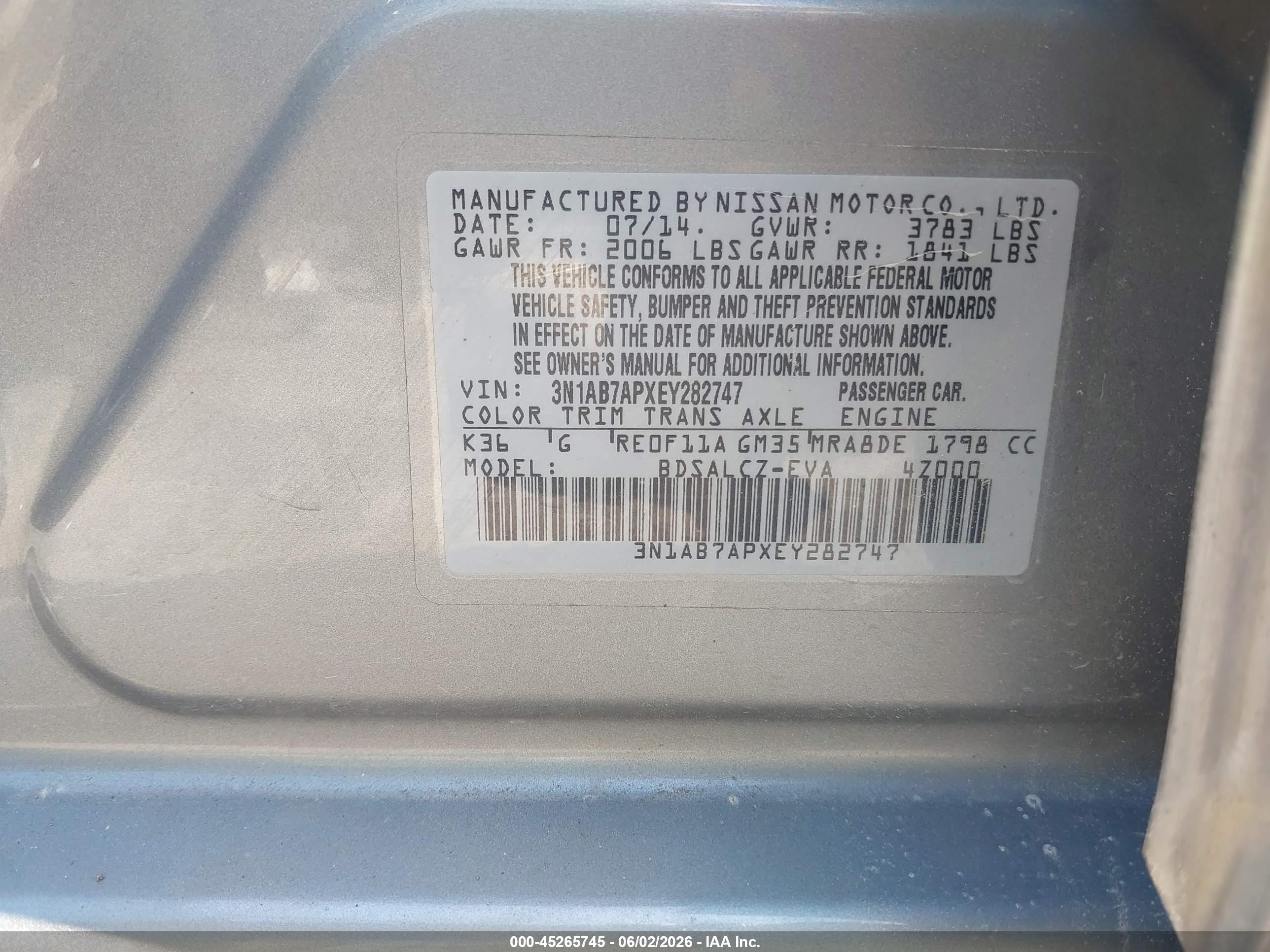 2014 Nissan Sentra S Silver vin: 3N1AB7APXEY282747