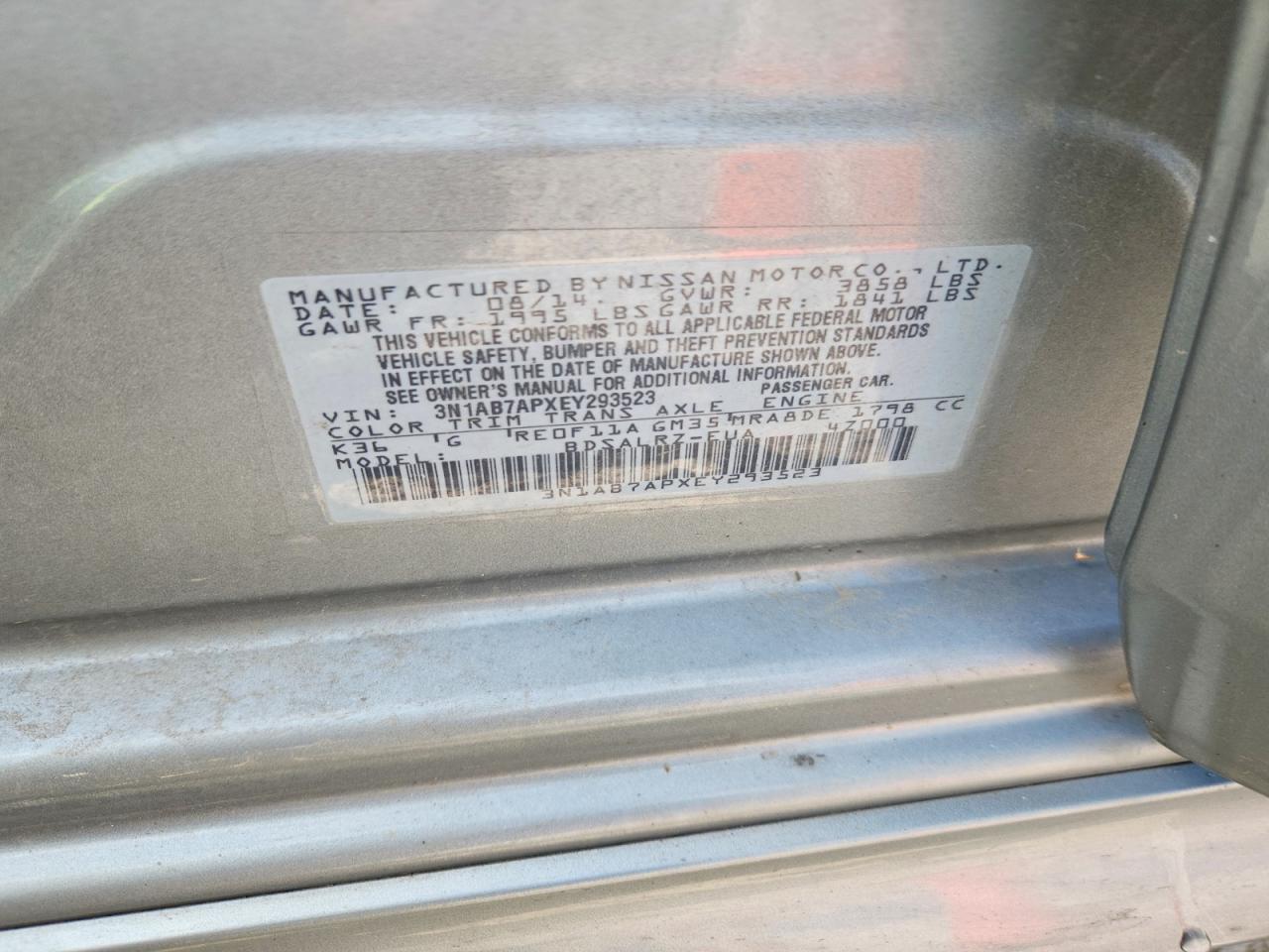 2014 Nissan Sentra Sr Silver vin: 3N1AB7APXEY293523