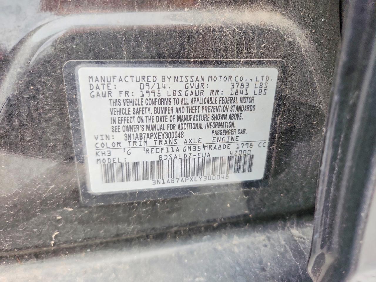 2014 Nissan Sentra Sv Black vin: 3N1AB7APXEY300048