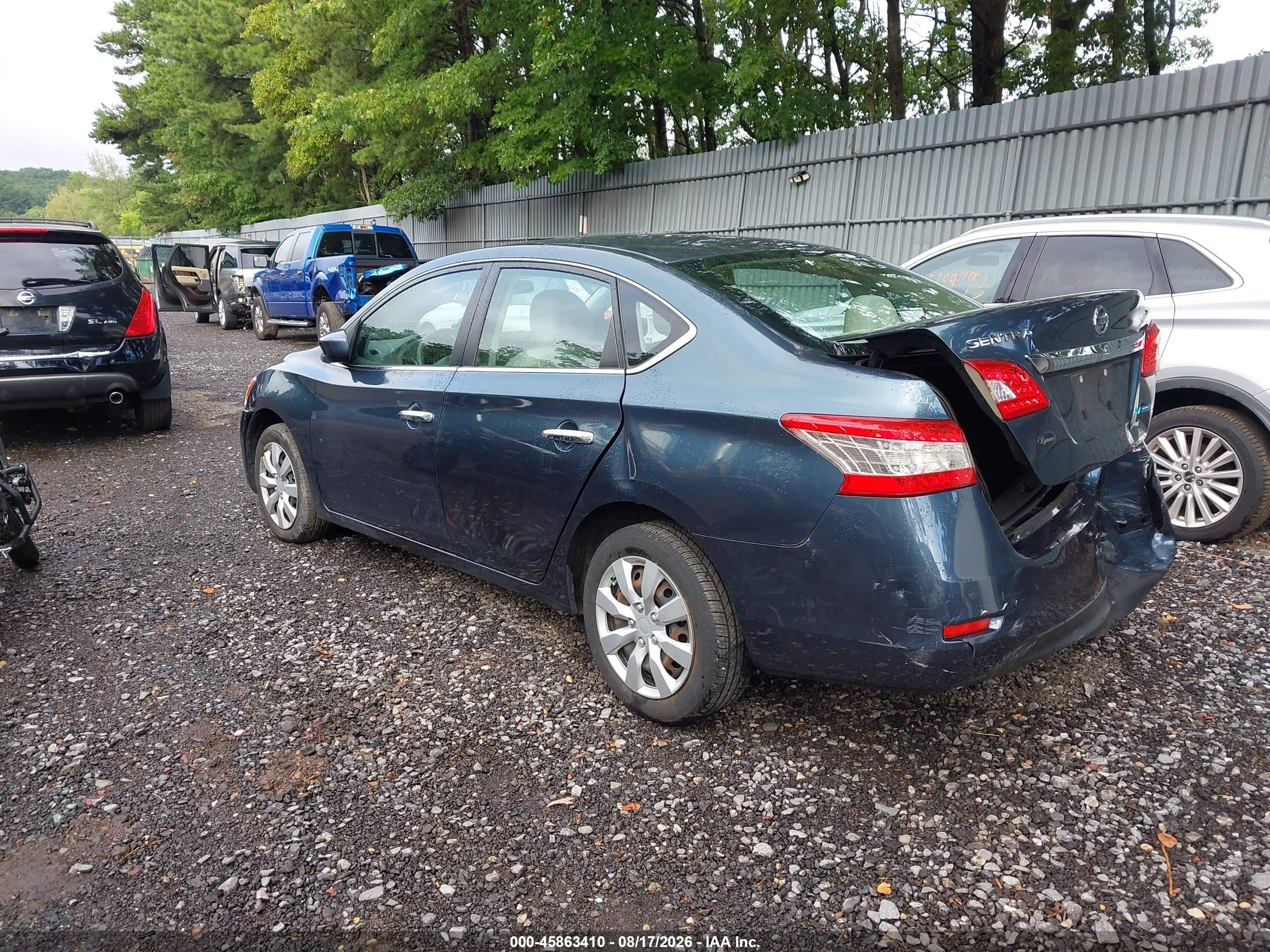 2014 Nissan Sentra Sv Blue vin: 3N1AB7APXEY309123