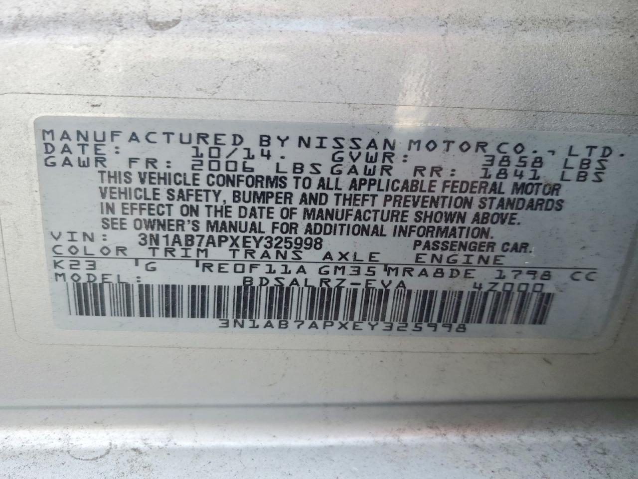2014 Nissan Sentra Sr Silver vin: 3N1AB7APXEY325998
